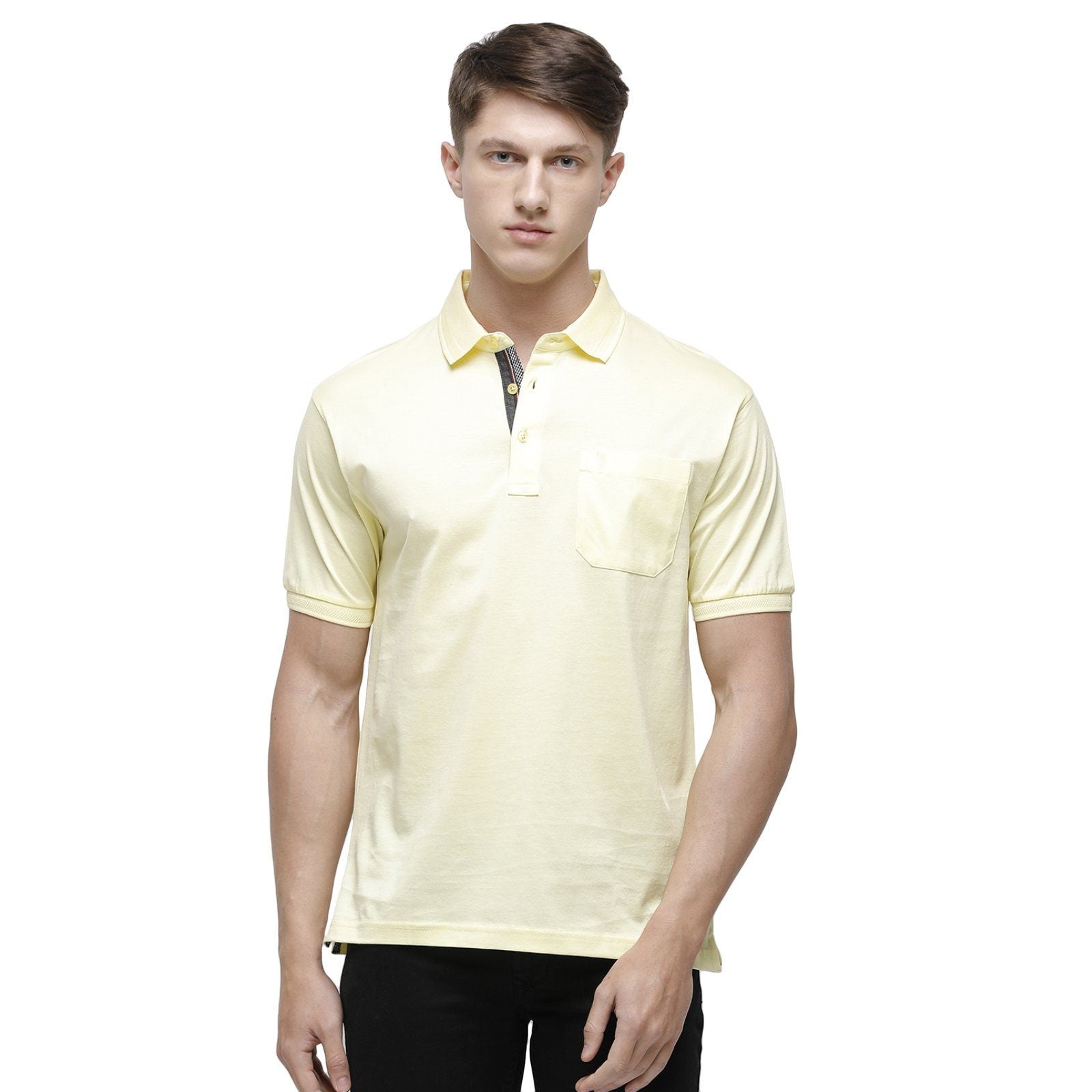 Swiss club Men's Polo Neck Half Sleeve Yellow Cotton Regular Fit T-Shirt LUXOS-YELLOW AF P T-shirt Swiss Club 