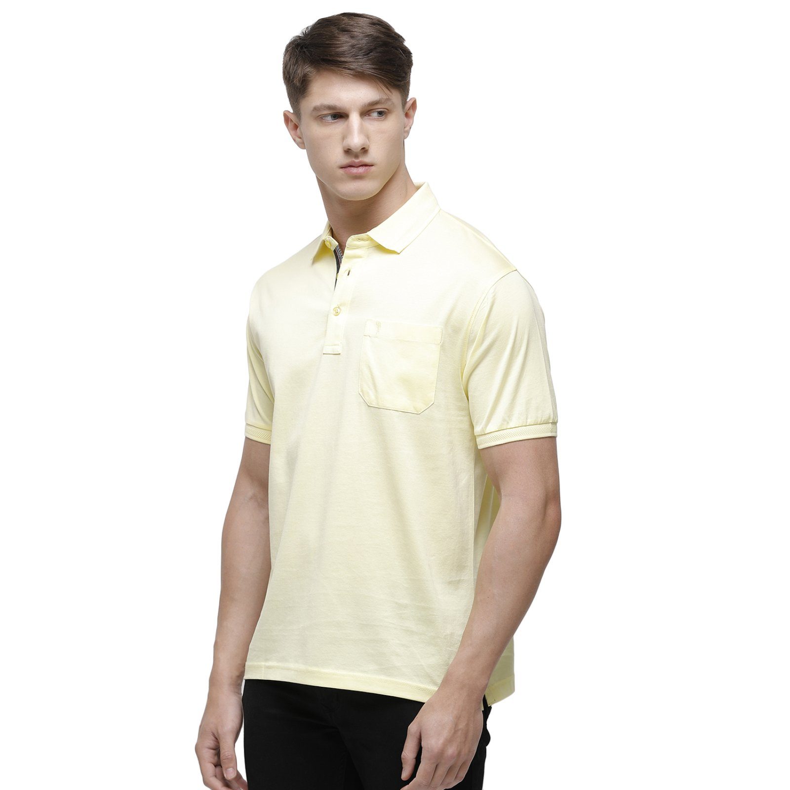 Swiss club Men's Polo Neck Half Sleeve Yellow Cotton Regular Fit T-Shirt LUXOS-YELLOW AF P T-shirt Swiss Club 