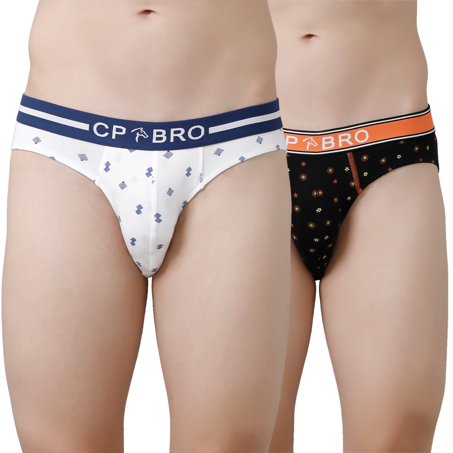 CP BRO Men's Printed Briefs with Exposed Waistband Value Pack - White & Black Dot (Pack of 2)