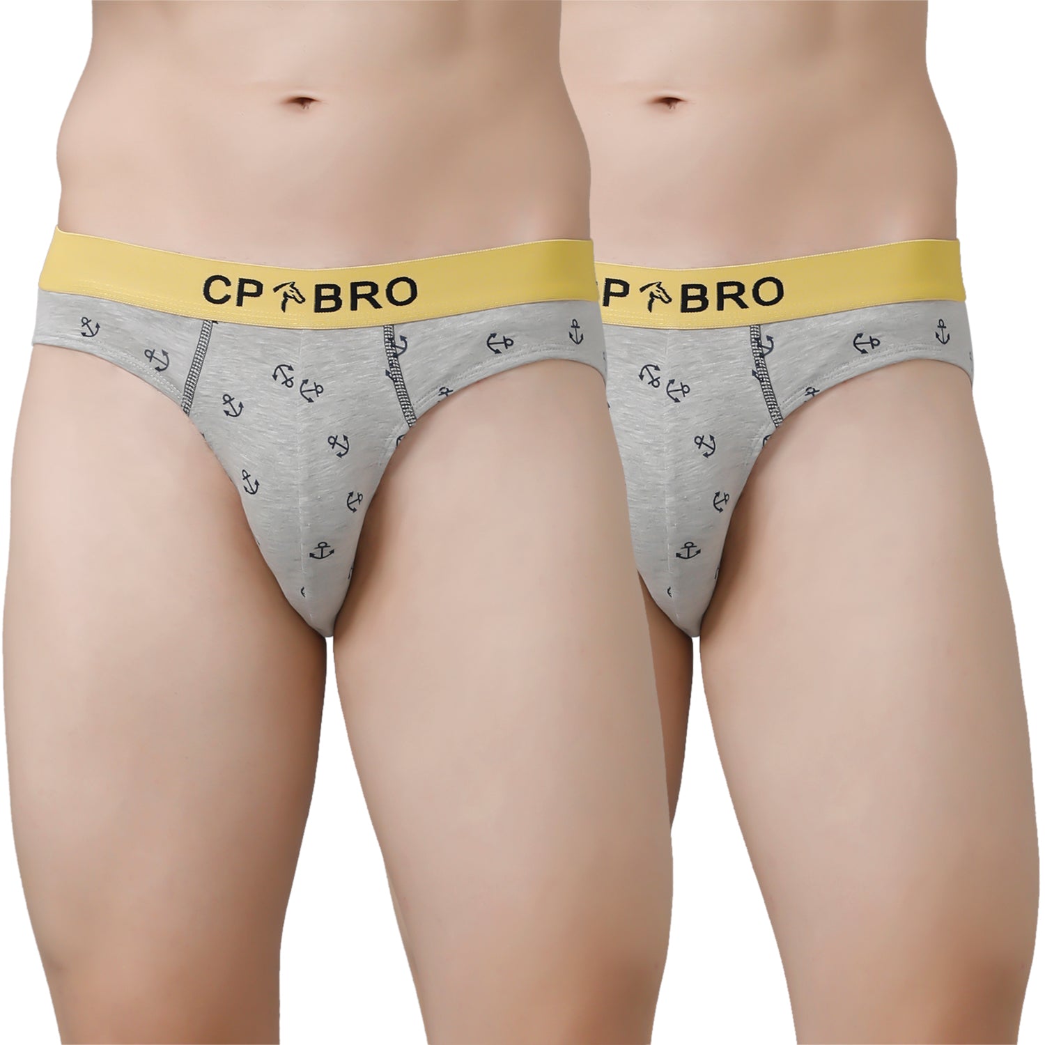 Men's blue briefs with anchors, low-waist underpants, tailored fit