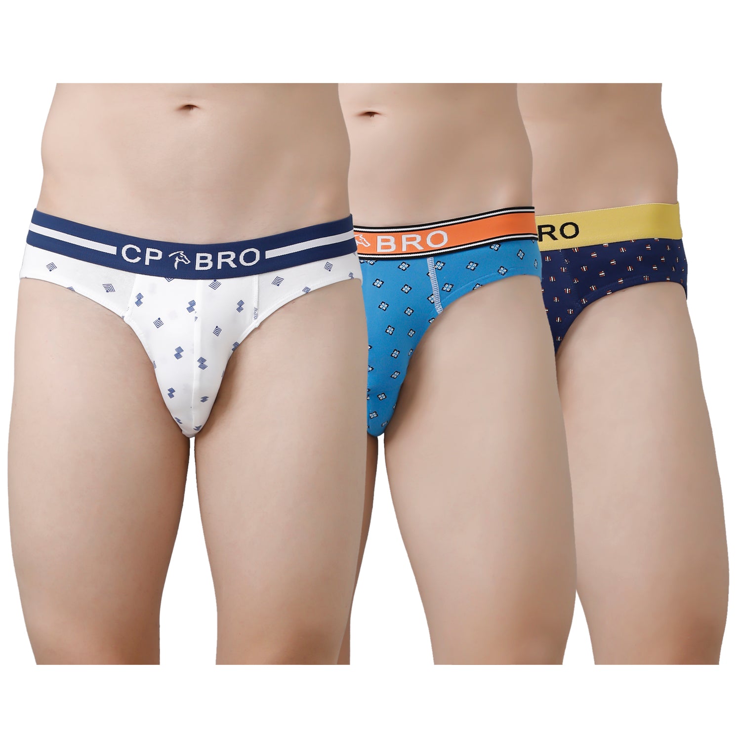 CP BRO Men's Printed Briefs with Exposed Waistband Value Pack - Multicolor (Pack of 3)