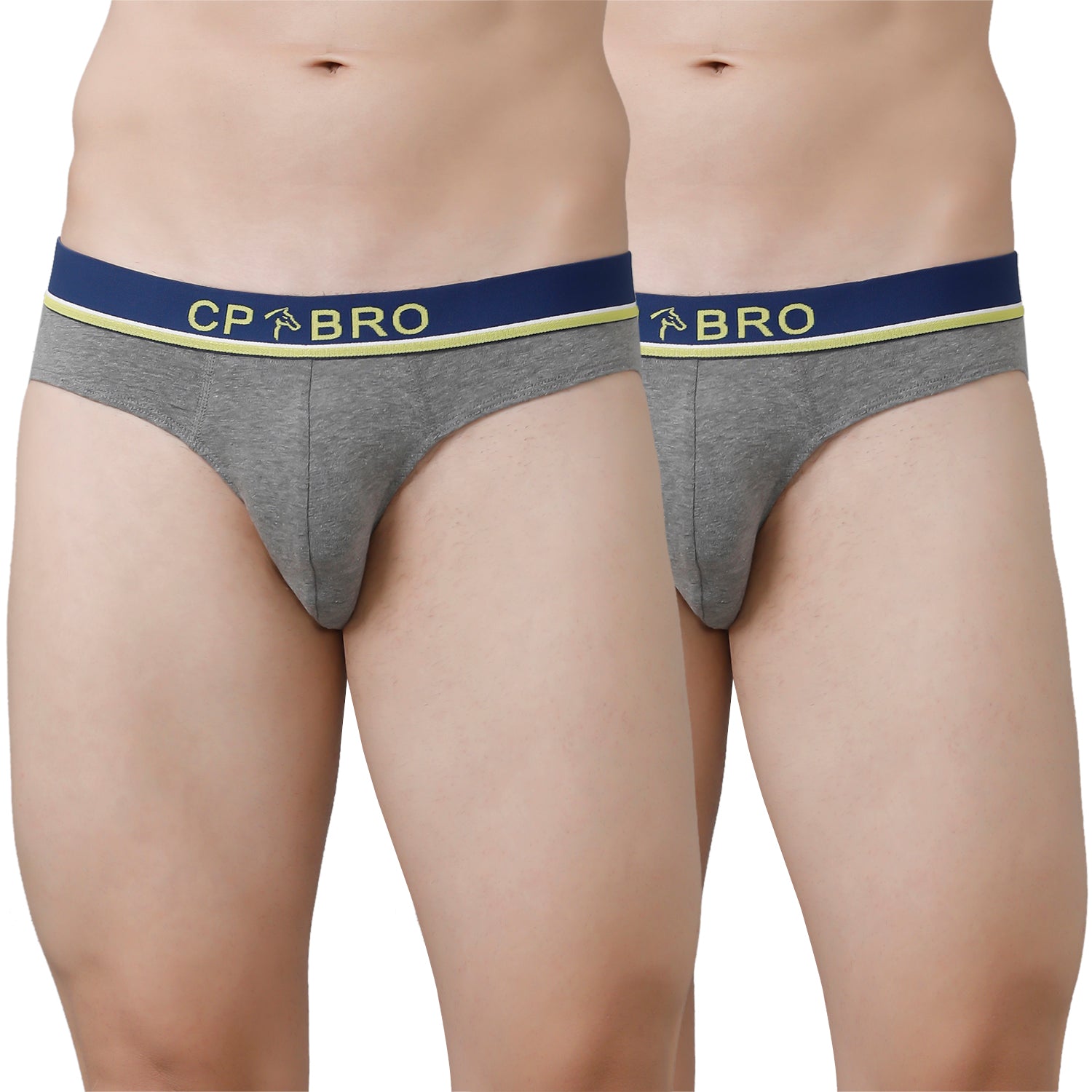 CP BRO Men's Solid Briefs with Exposed Waistband Value Pack - Grey (Pack of 2)