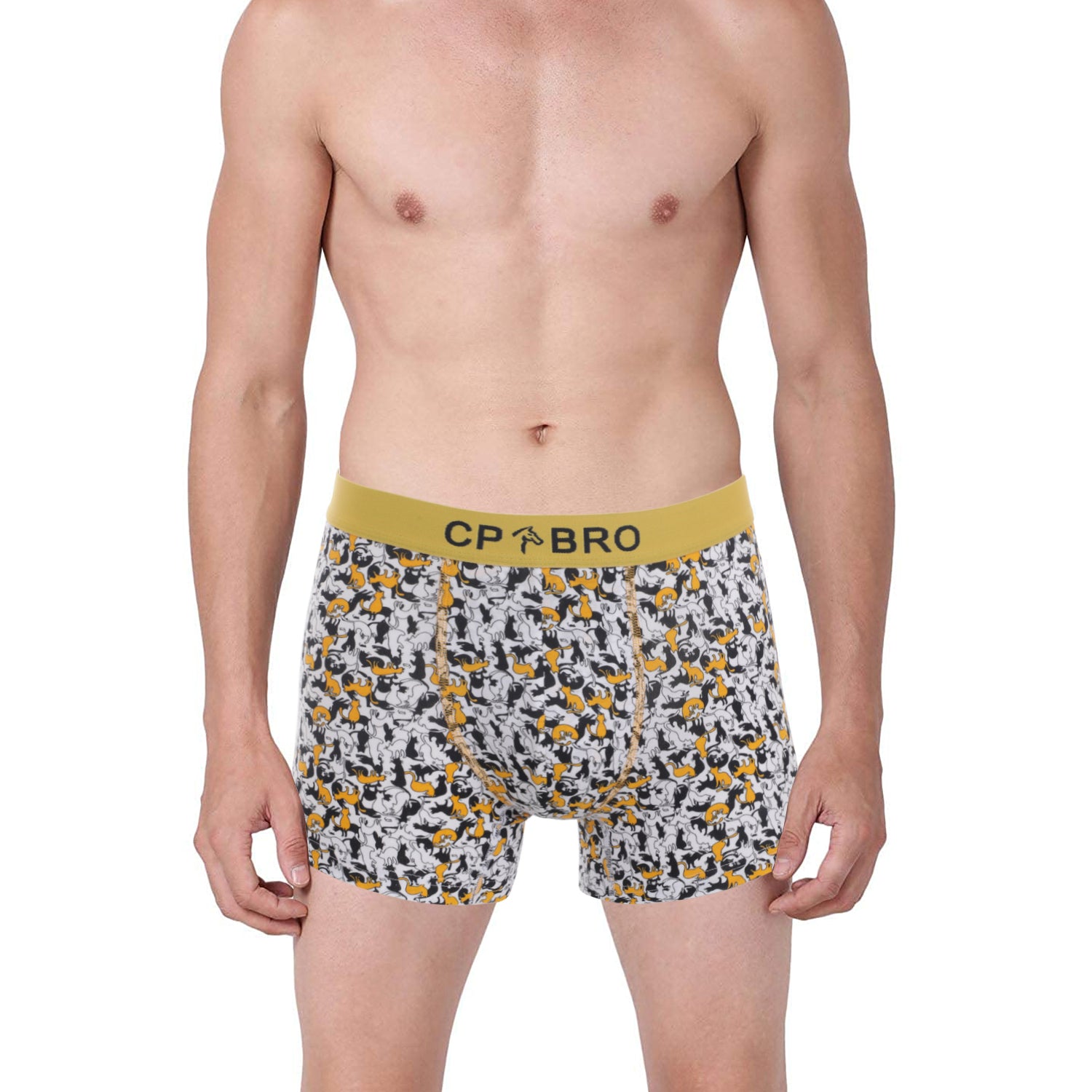 Printed Trunks with Exposed Waistband - Yellow Animal Print IG/UG Classic Polo 