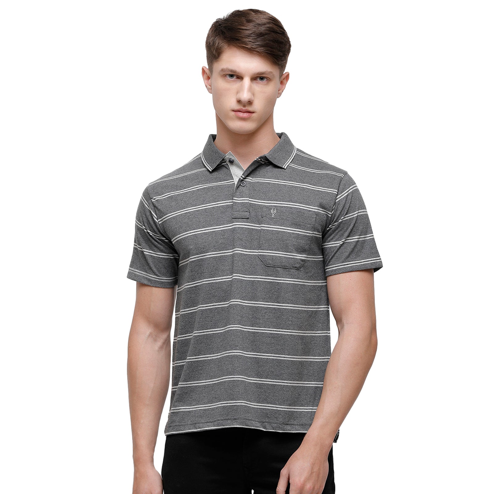 Classic polo Men's Polo Neck Half Sleeve Grey Mélange Cotton Regular Fit T-Shirt MEL - 174 A AF P T-shirt Classic Polo 