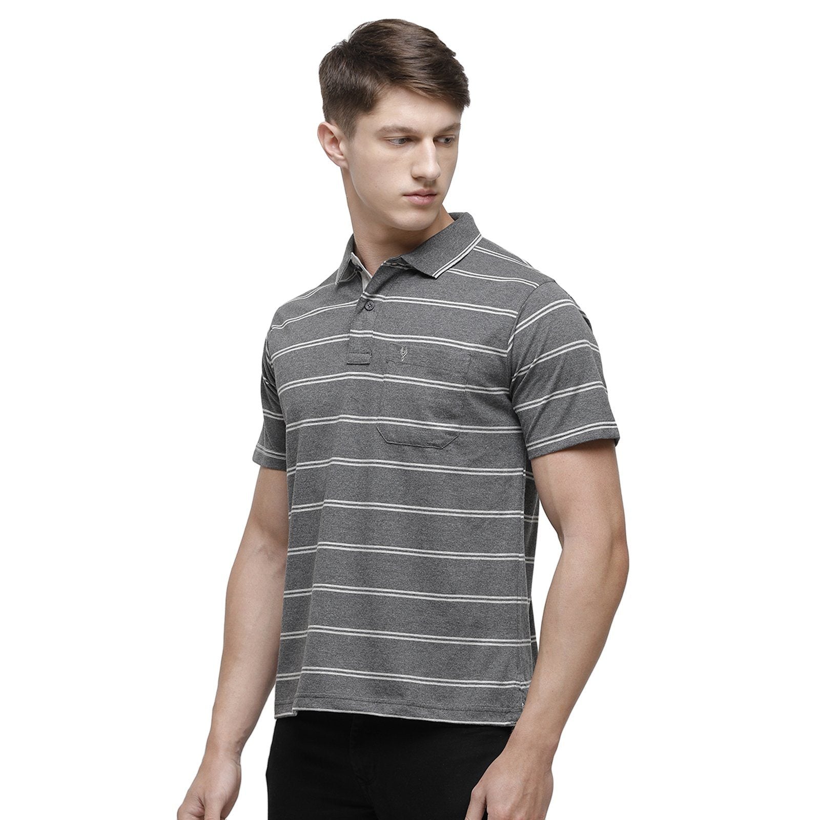 Classic polo Men's Polo Neck Half Sleeve Grey Mélange Cotton Regular Fit T-Shirt MEL - 174 A AF P T-shirt Classic Polo 