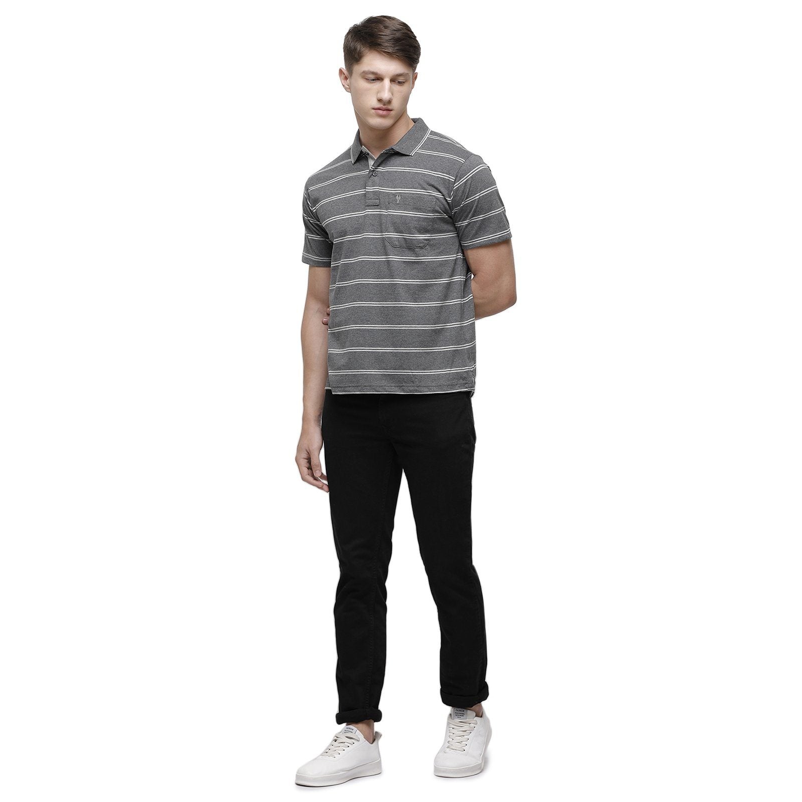 Classic polo Men's Polo Neck Half Sleeve Grey Mélange Cotton Regular Fit T-Shirt MEL - 174 A AF P T-shirt Classic Polo 