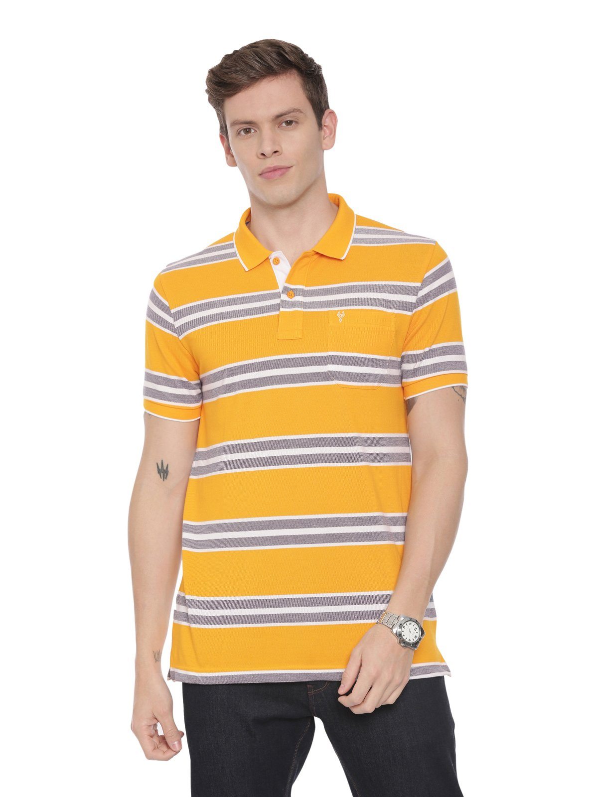 Classic polo Men's Polo Neck Half Sleeve Yellow Cotton Slim Fit T-Shirt NITRO - 225 A SF P T-shirt Classic Polo 