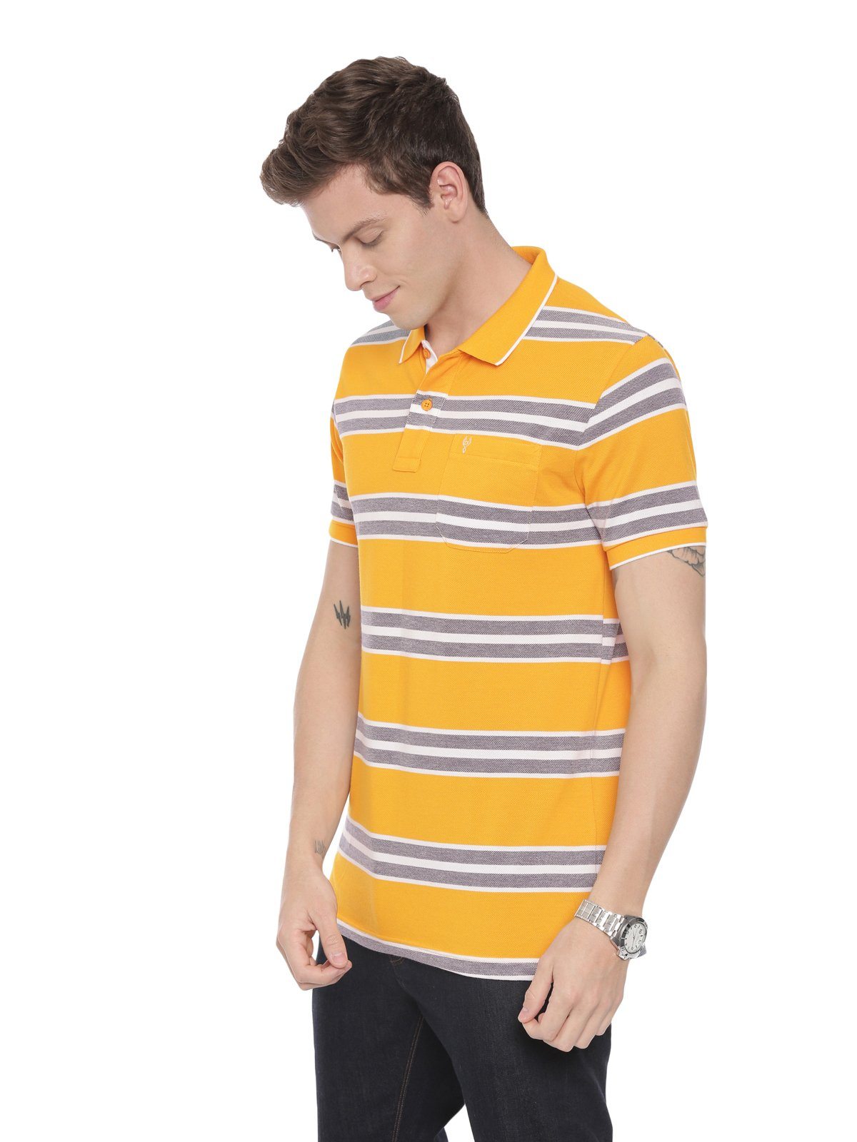 Classic polo Men's Polo Neck Half Sleeve Yellow Cotton Slim Fit T-Shirt NITRO - 225 A SF P T-shirt Classic Polo 