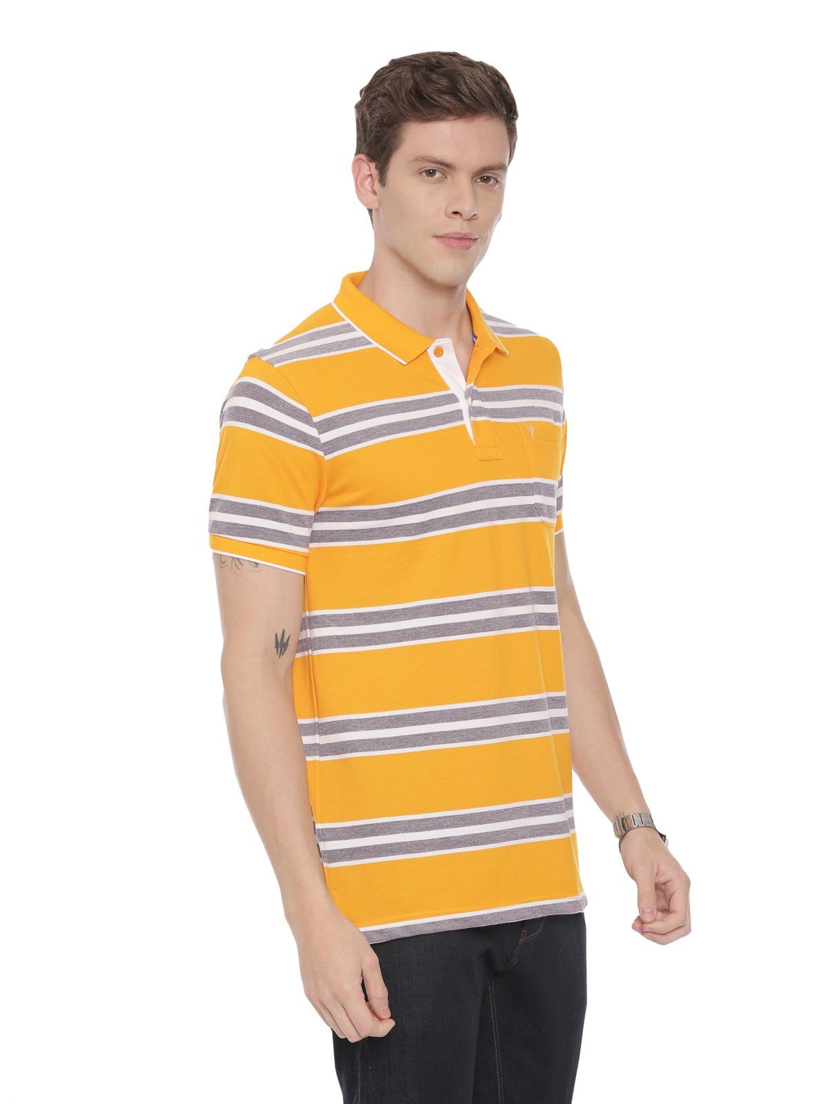 Classic polo Men's Polo Neck Half Sleeve Yellow Cotton Slim Fit T-Shirt NITRO - 225 A SF P T-shirt Classic Polo 