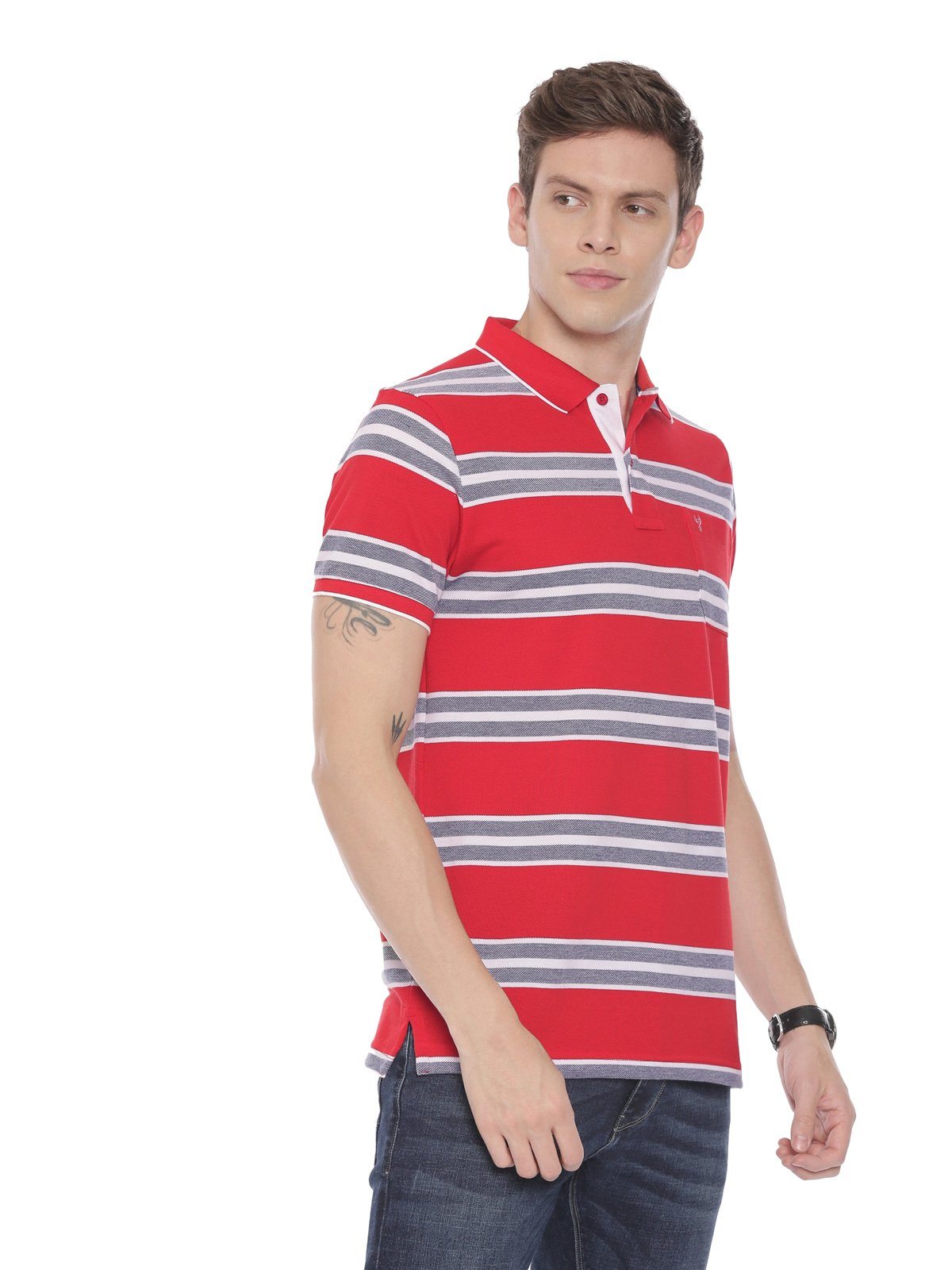 Classic polo Men's Polo Neck Half Sleeve Red Cotton Slim Fit T-Shirt NITRO - 225 B SF P T-shirt Classic Polo 
