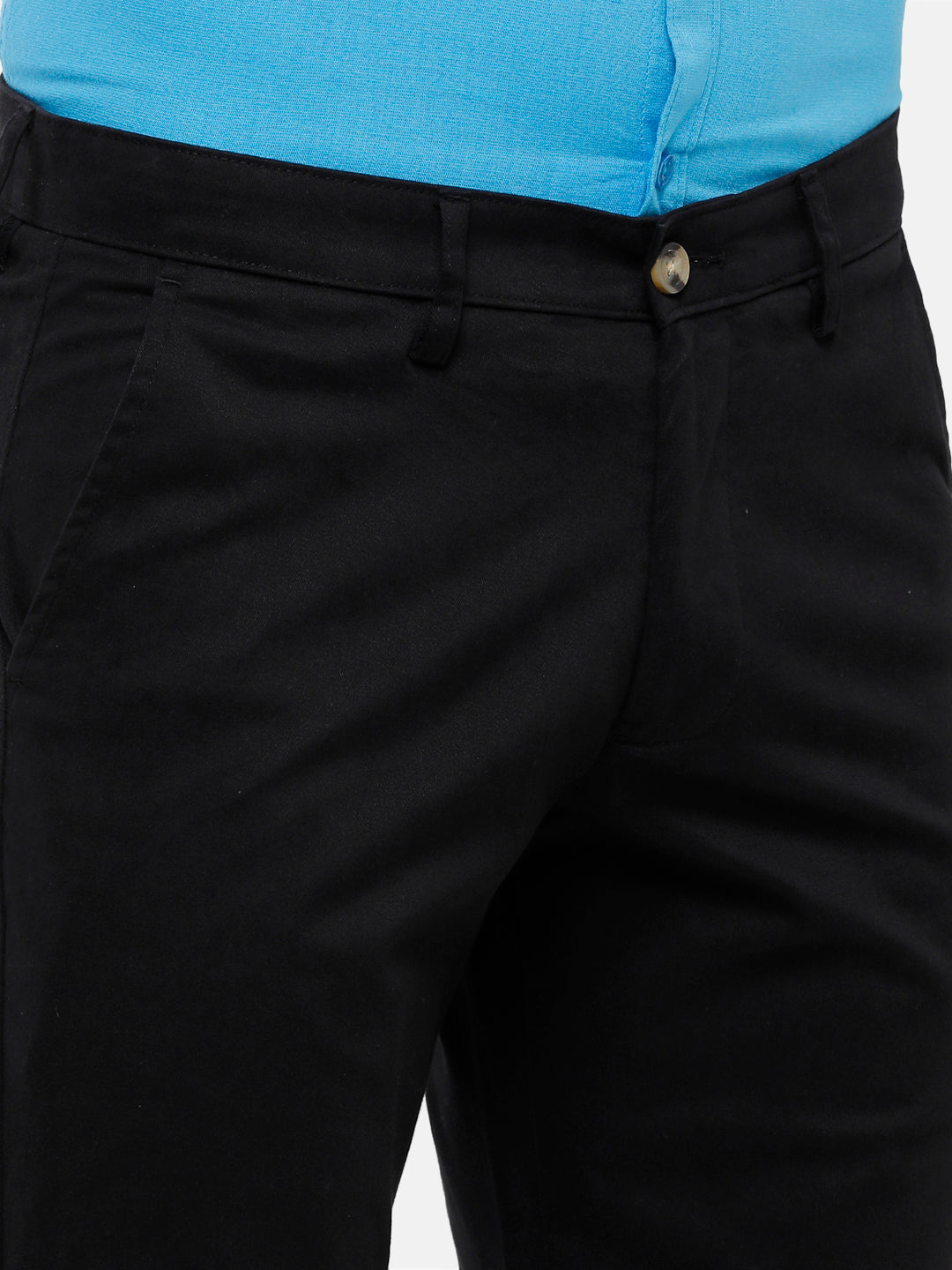 Classic Polo Mens Solid Moderate Fit Black Trousers - Ares-Black