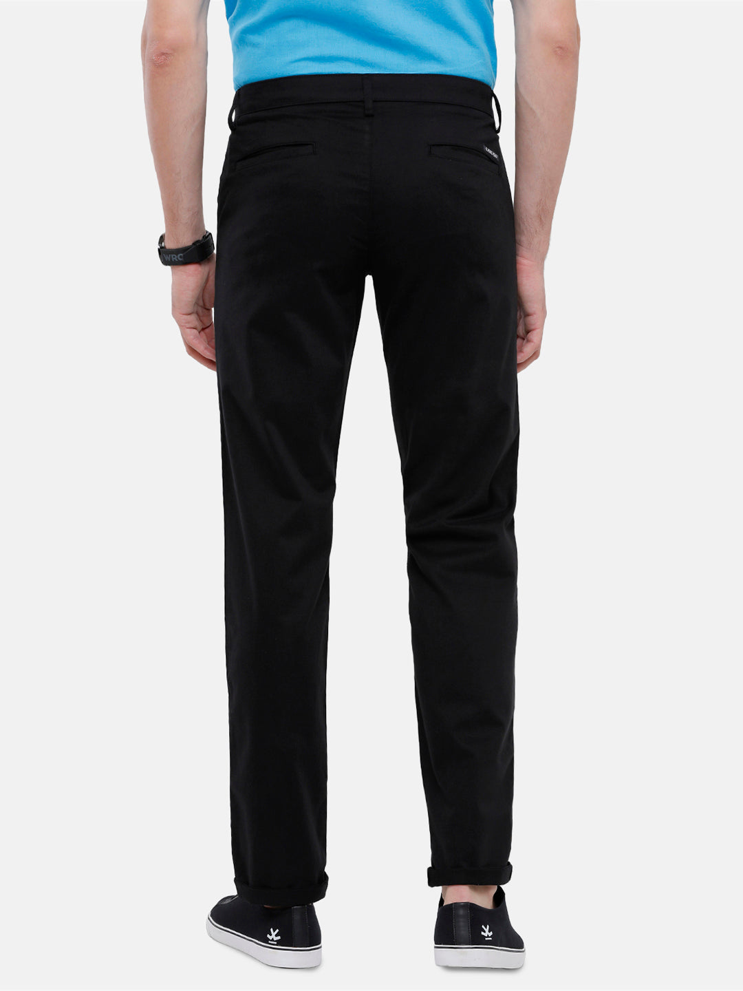 Classic Polo Mens Solid Moderate Fit Black Trousers - Ares-Black