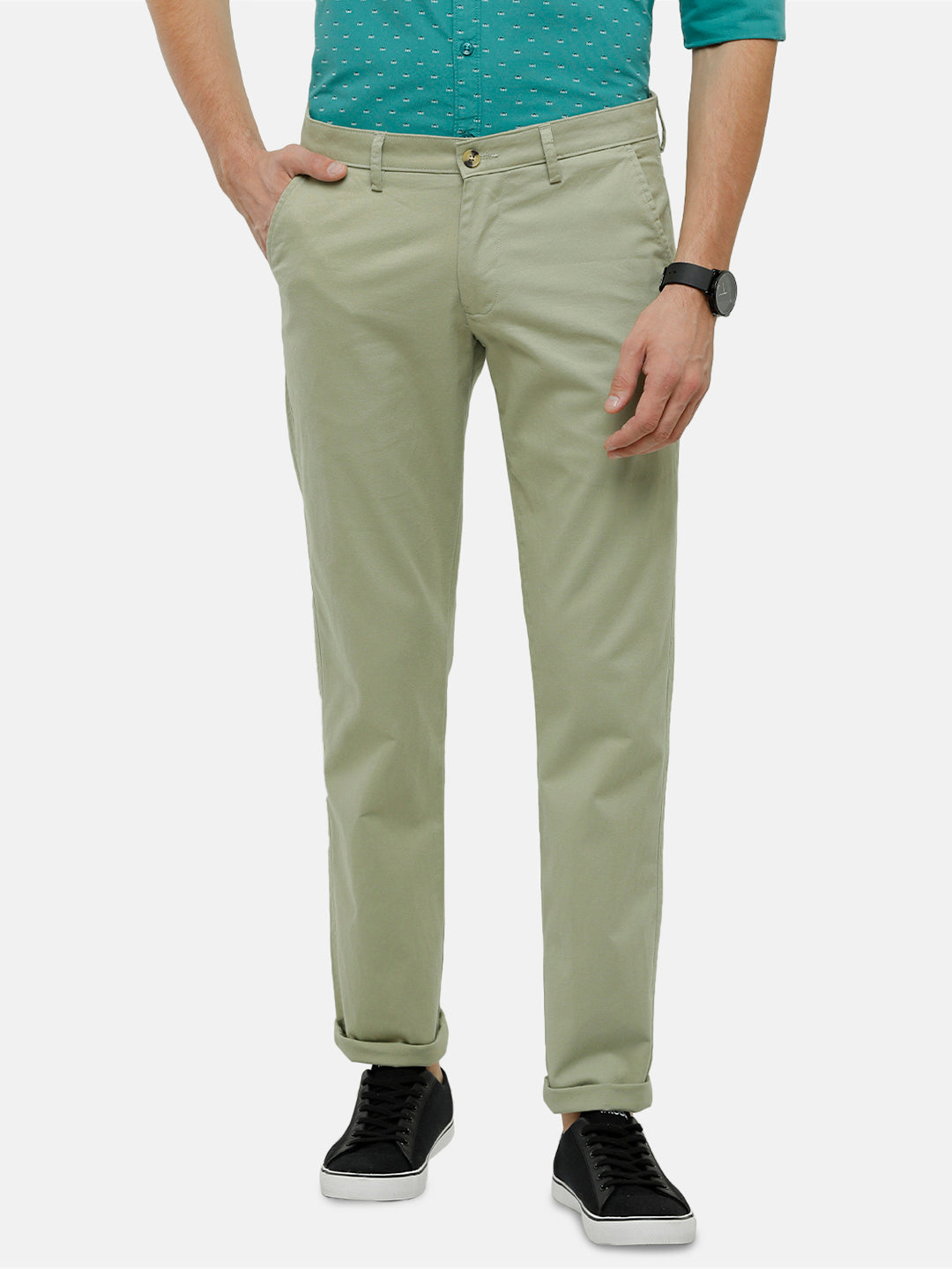 Buy BEN AMERA Men Light Green Solid Cotton Blend Trousers 34 Online at  Best Prices in India  JioMart