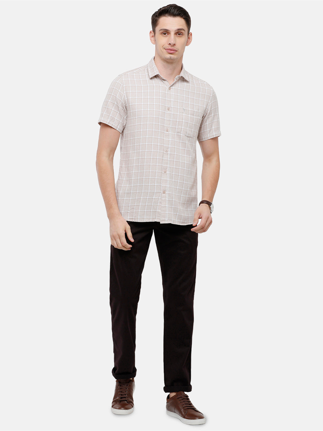 Classic Polo Mens Solid Moderate Fit Black Trousers - NOS-ARES-WINE-MF-CLY