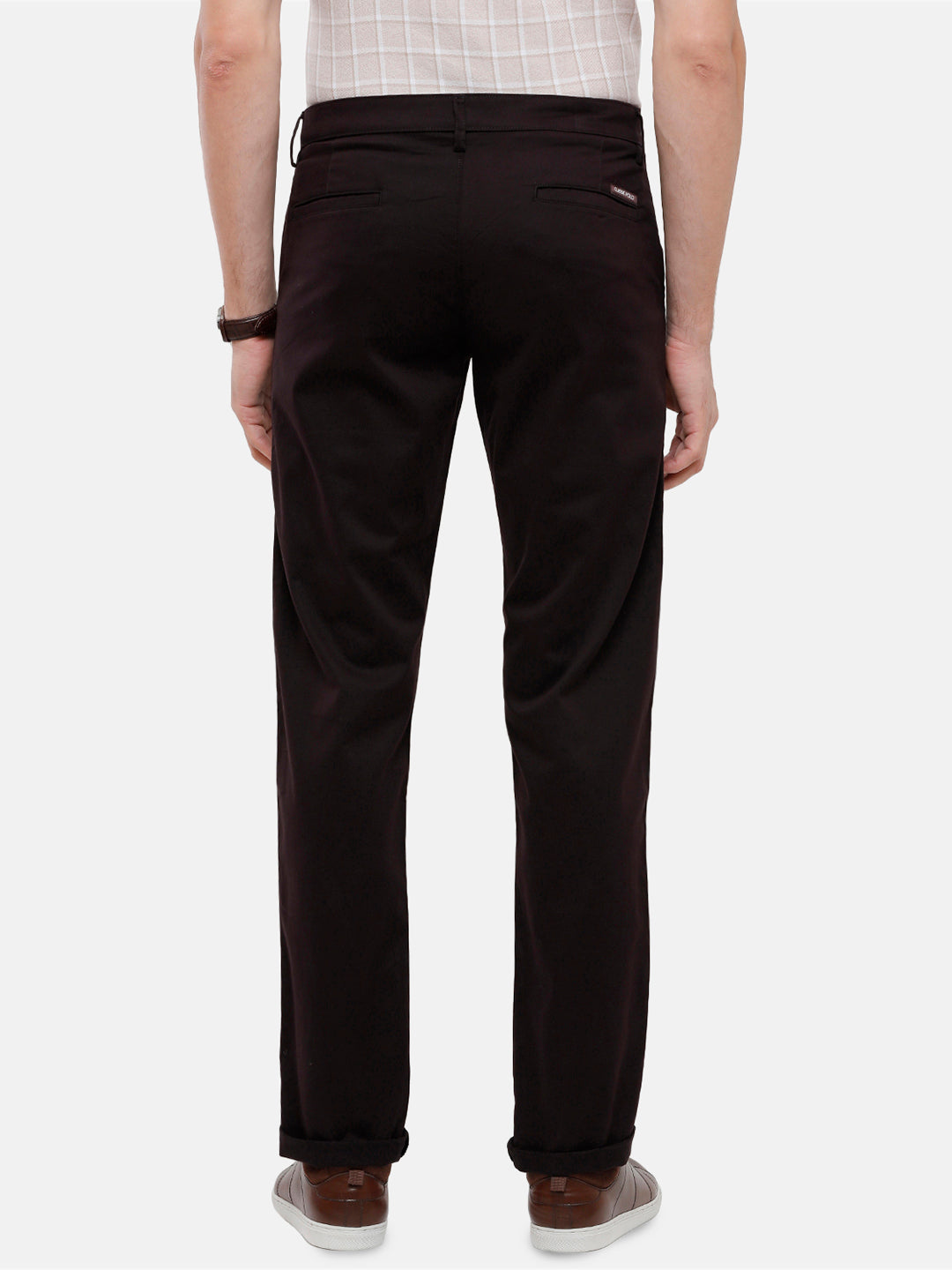 Classic Polo Mens Solid Moderate Fit Black Trousers - NOS-ARES-WINE-MF-CLY