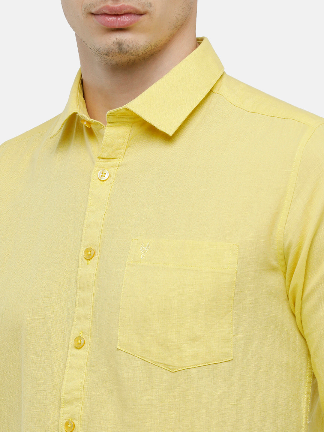 Classic Polo Mens Solid Milano Fit Full Sleeve Woven Shirt -Mica Yellow FS