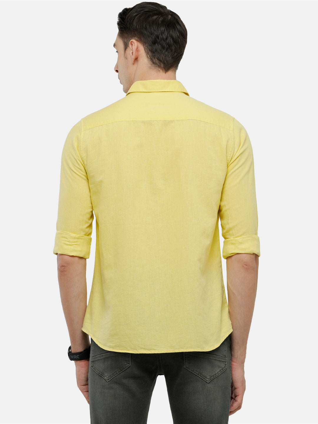 Classic Polo Mens Solid Milano Fit Full Sleeve Woven Shirt -Mica Yellow FS