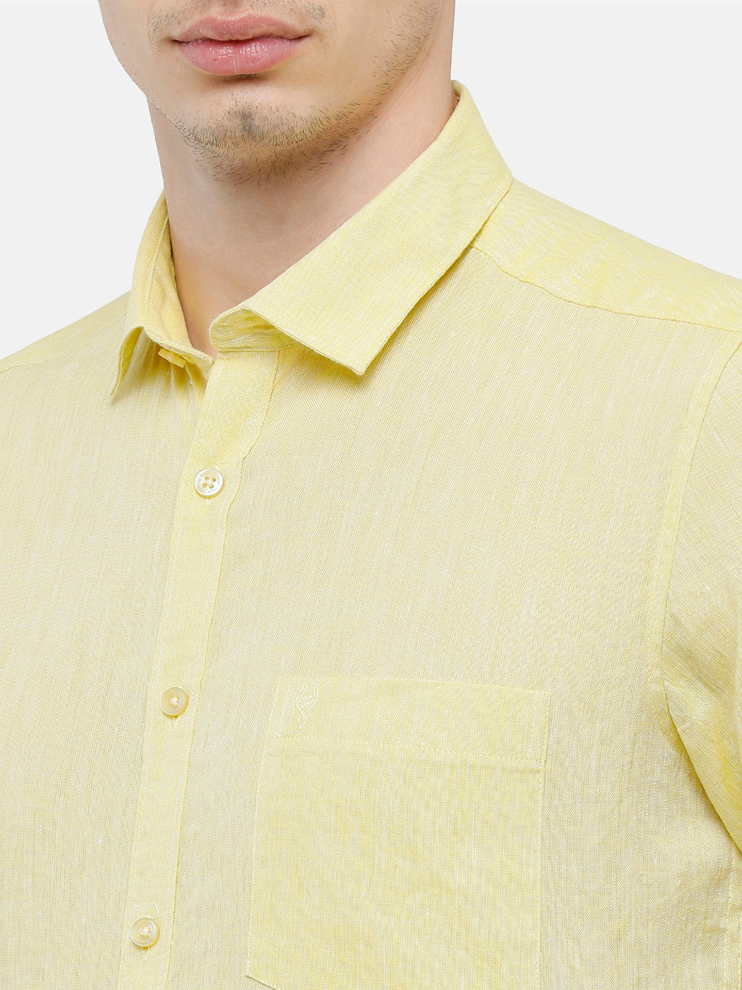 Classic Polo Mens Slim Fit Polo Neck Yellow Woven Shirt - Porsh-Yellow HS
