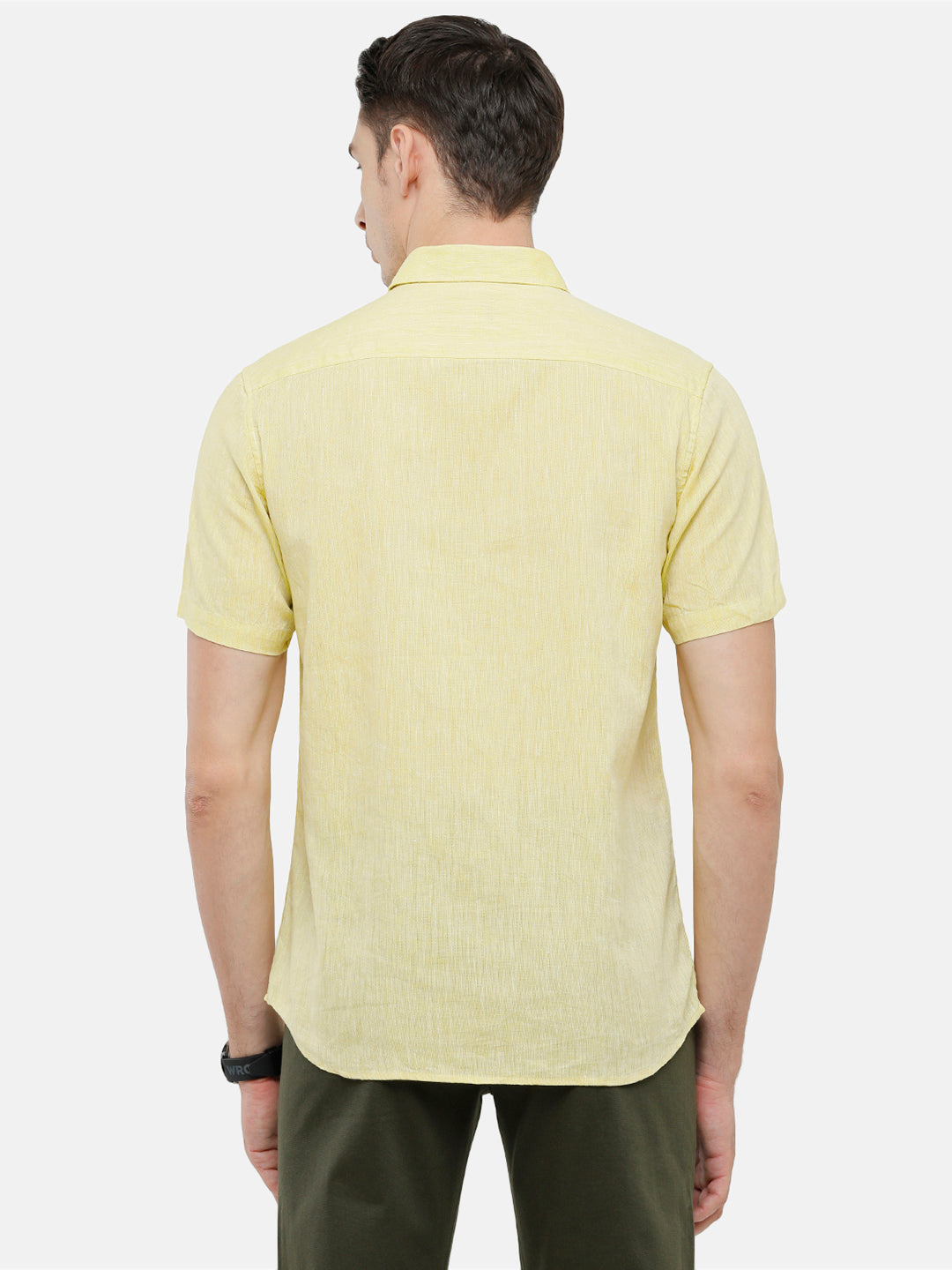 Classic Polo Mens Slim Fit Polo Neck Yellow Woven Shirt - Porsh-Yellow HS