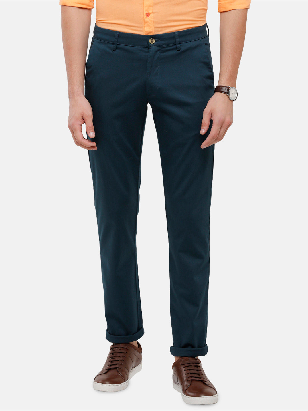 Classic Polo Men's Slim Fit Navy High Density Satin Streatch Trousers - Spectra-Navy