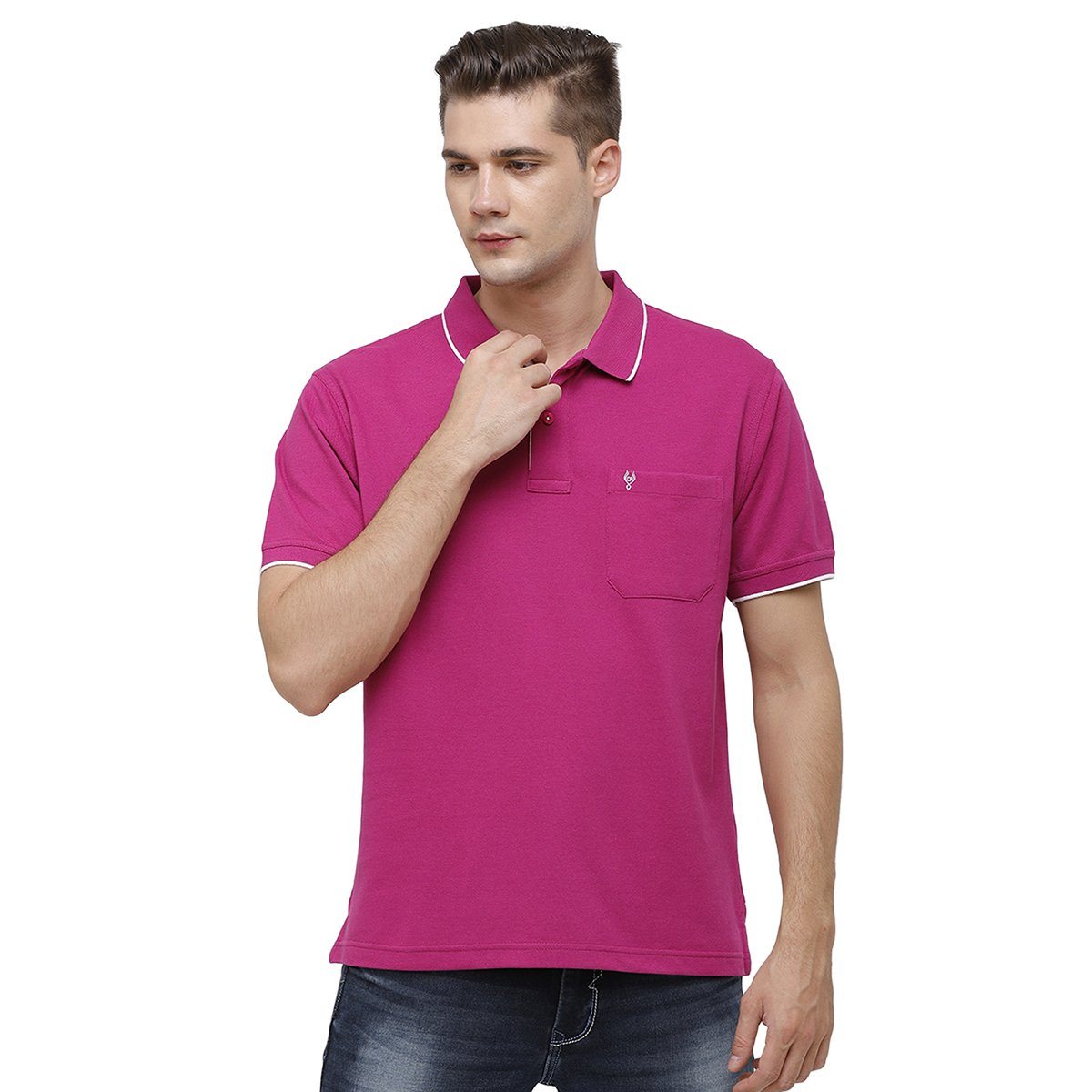Classic polo Men's Fuchea Pink Smart Double Pique Polo Half Sleeve Authentic Fit T-Shirt Nova - Fuchea T-shirt Classic Polo 