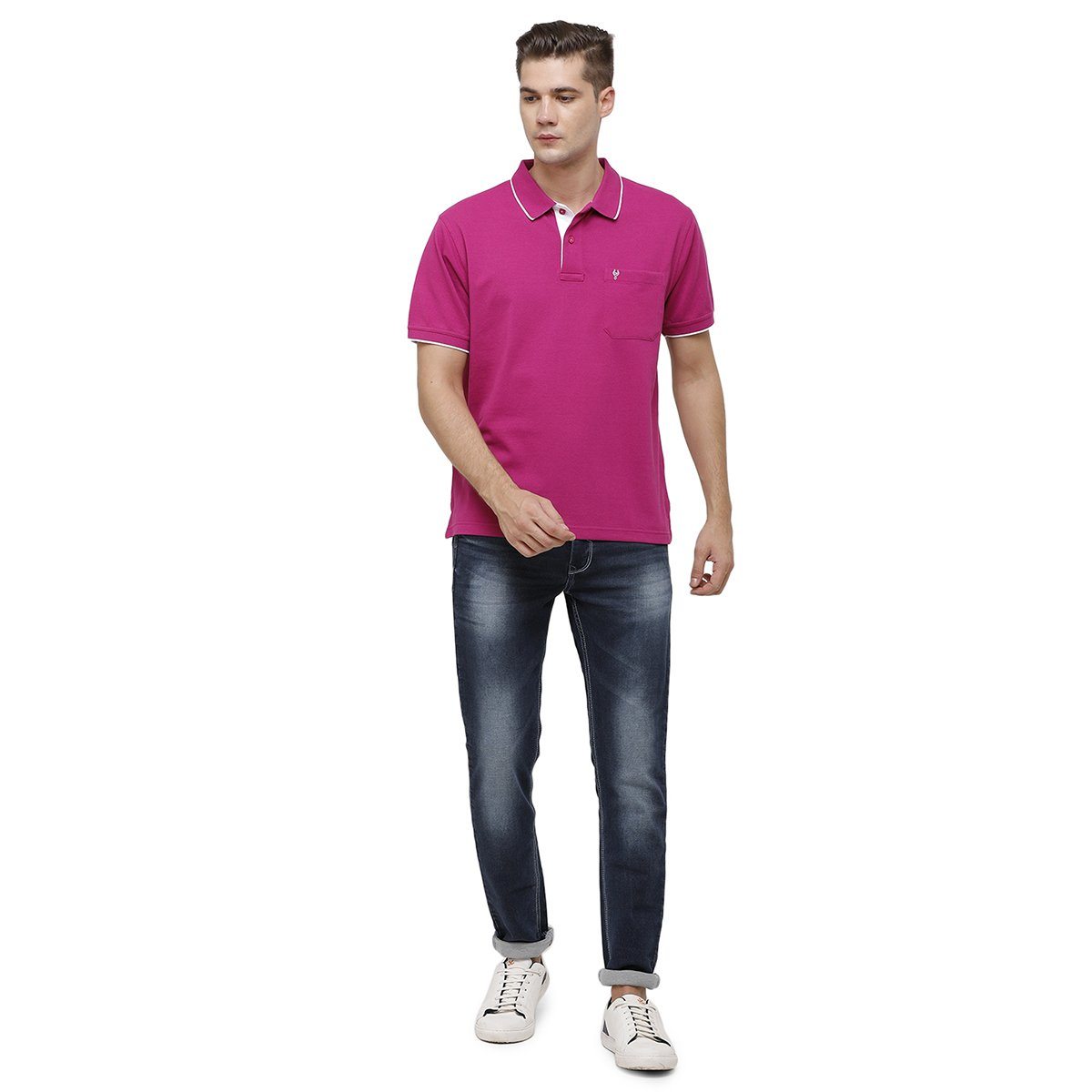 Classic polo Men's Fuchea Pink Smart Double Pique Polo Half Sleeve Authentic Fit T-Shirt Nova - Fuchea T-shirt Classic Polo 