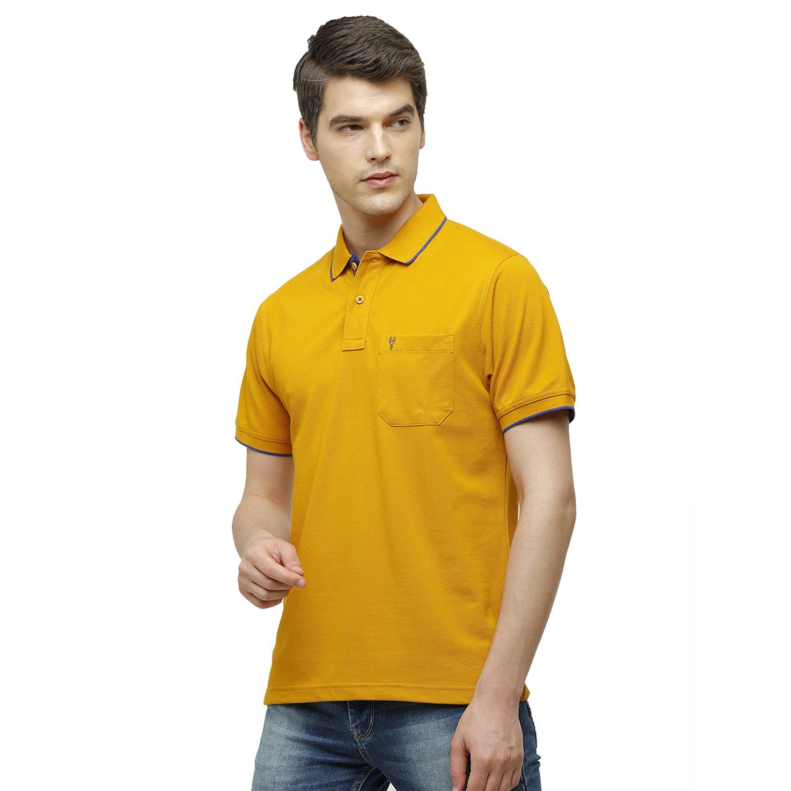 Classic polo Men's Yellow Smart Double Pique Polo Half Sleeve Authentic Fit T-Shirt Nova - G.Yellow T-shirt Classic Polo 