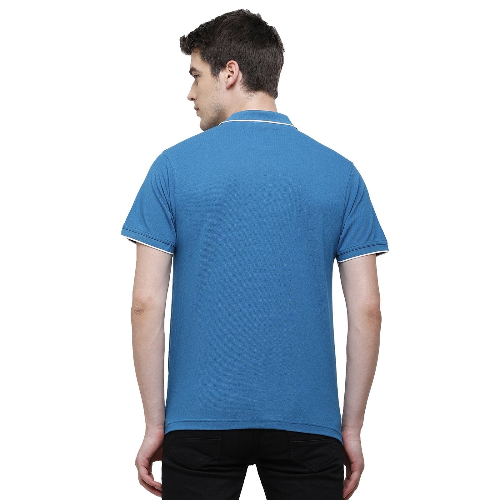 Classic polo Men's Blue Smart Double Pique Polo Half Sleeve Authentic Fit T-Shirt Nova - Ocean Depth T-shirt Classic Polo 