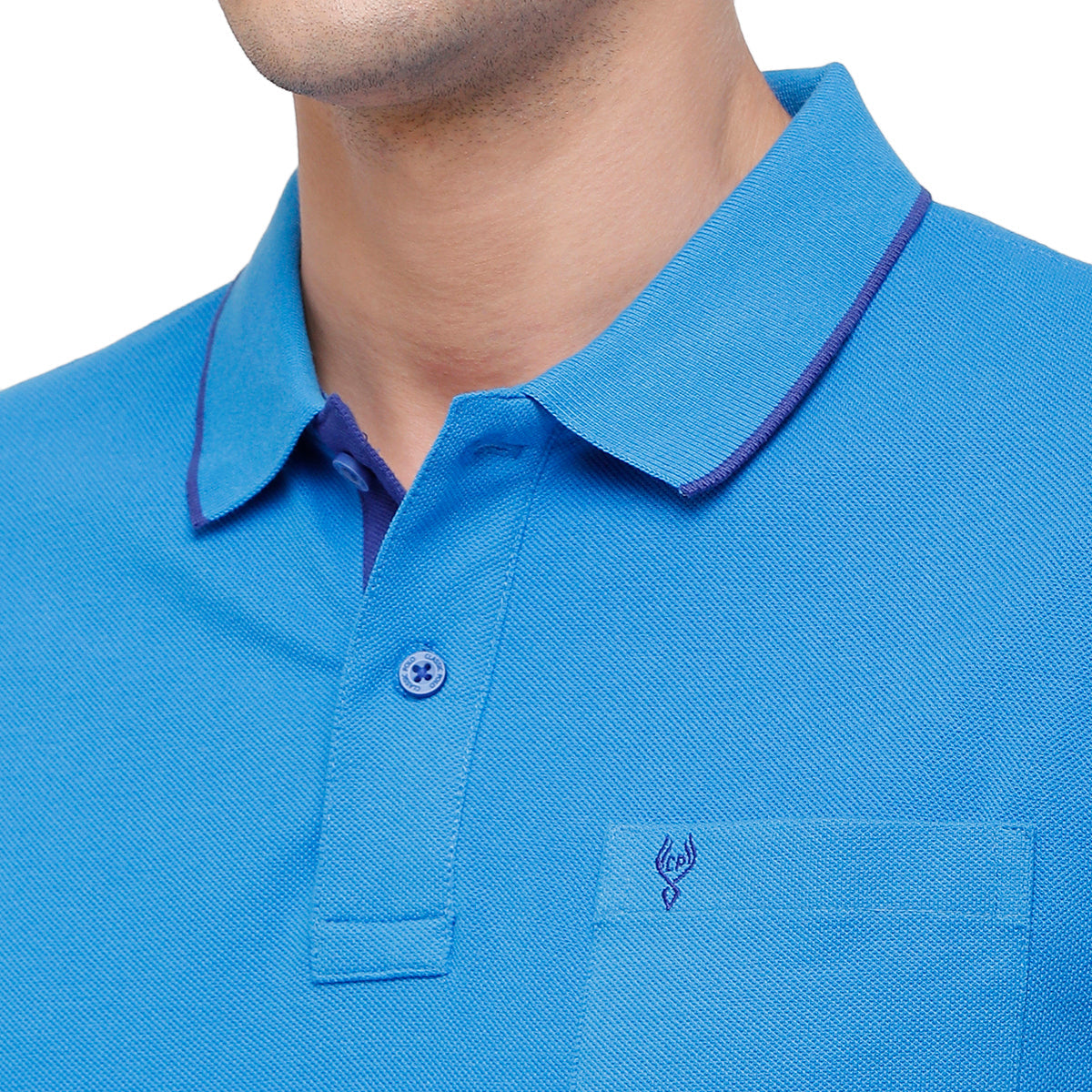 Classic polo Men's Oxford Blue Smart Double Pique Polo Half Sleeve Authentic Fit T-Shirt Nova - Oxford T-shirt Classic Polo 