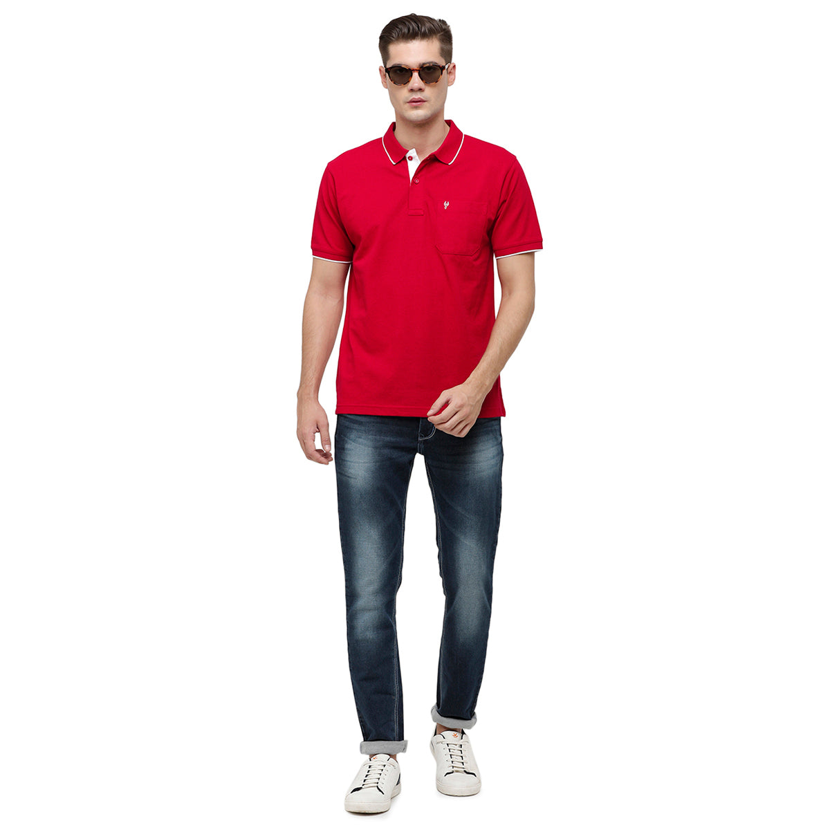 Classic Polo Men's Smart Double Pique Polo Half Sleeve Authentic Fit T-Shirt | Nova - Red