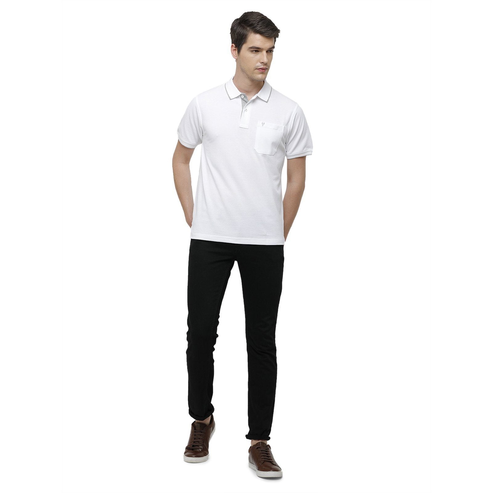 Classic polo Men's White Smart Double Pique Polo Half Sleeve Authentic Fit T-Shirt Nova - White T-shirt Classic Polo 