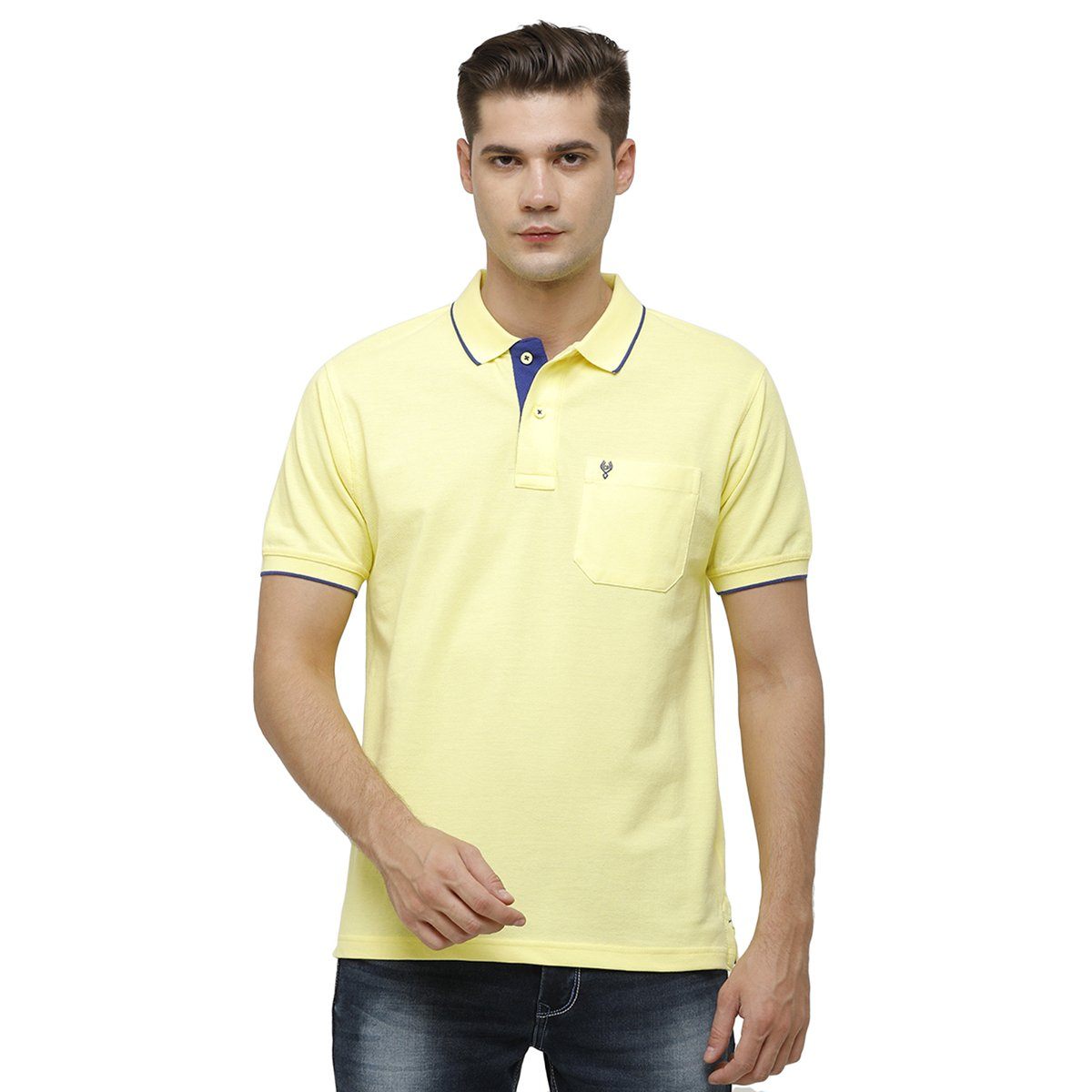 Classic polo Men's Yellow Smart Double Pique Polo Half Sleeve Authentic Fit T-Shirt Nova - Yellow T-shirt Classic Polo 