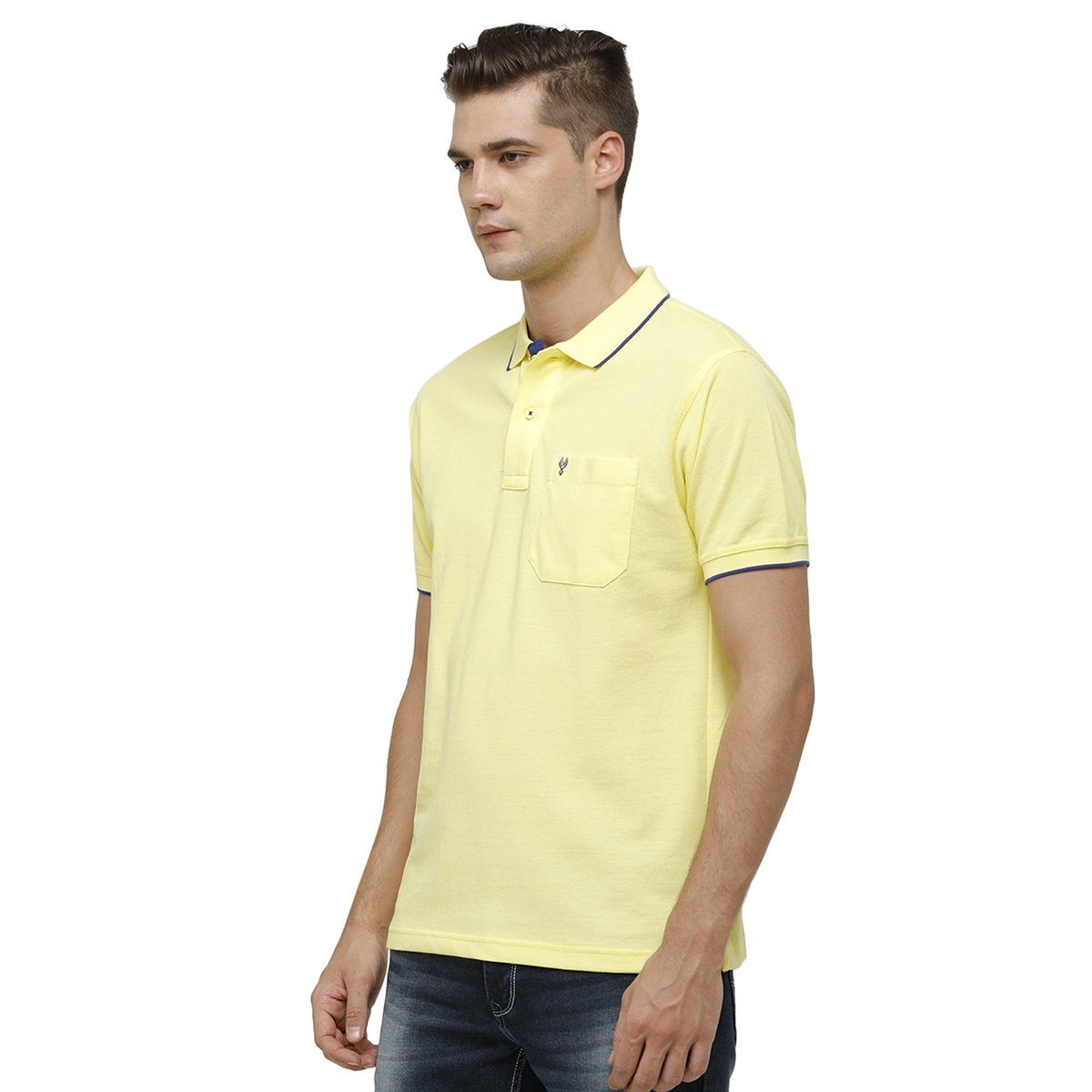 Classic polo Men's Yellow Smart Double Pique Polo Half Sleeve Authentic Fit T-Shirt Nova - Yellow T-shirt Classic Polo 