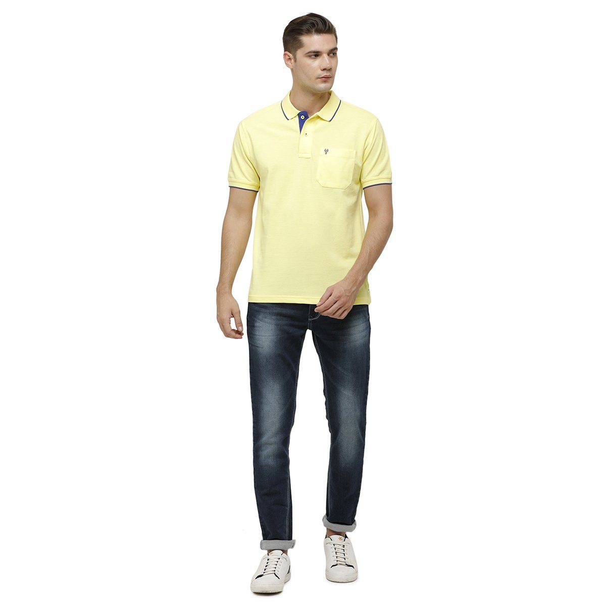 Classic polo Men's Yellow Smart Double Pique Polo Half Sleeve Authentic Fit T-Shirt Nova - Yellow T-shirt Classic Polo 
