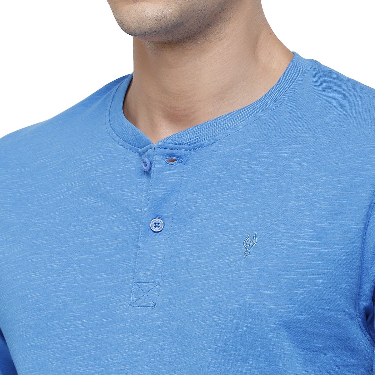 Classic polo Men's Blue Full Sleeve Slim Fit Henley Crew T-Shirt - Ozel - Classic Blue Classic Polo 