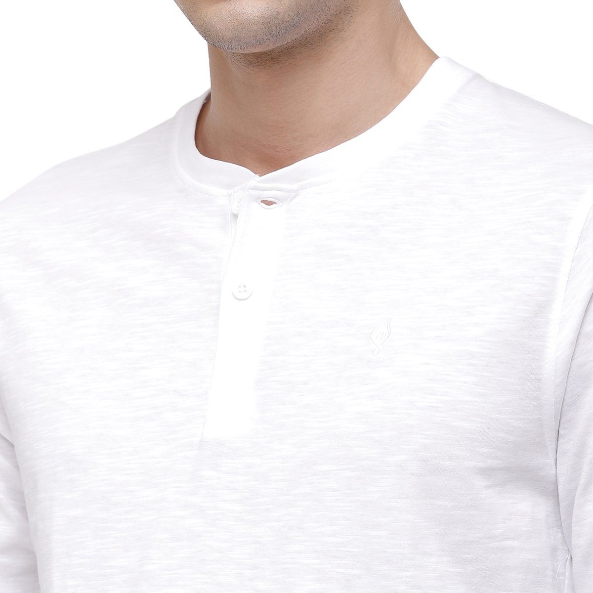Classic polo Men's Mustard Full Sleeve Slim Fit Henley Crew T-Shirt - Ozel - White T-shirt Classic Polo 