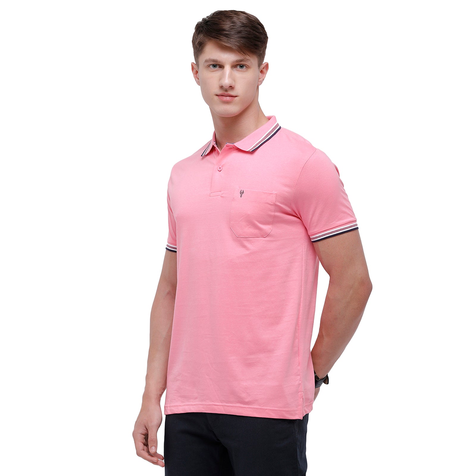 Classic Polo Men's Pink Sporty Polo Half Sleeve Slim Fit T-Shirt | Pristo - -Begionia Pink