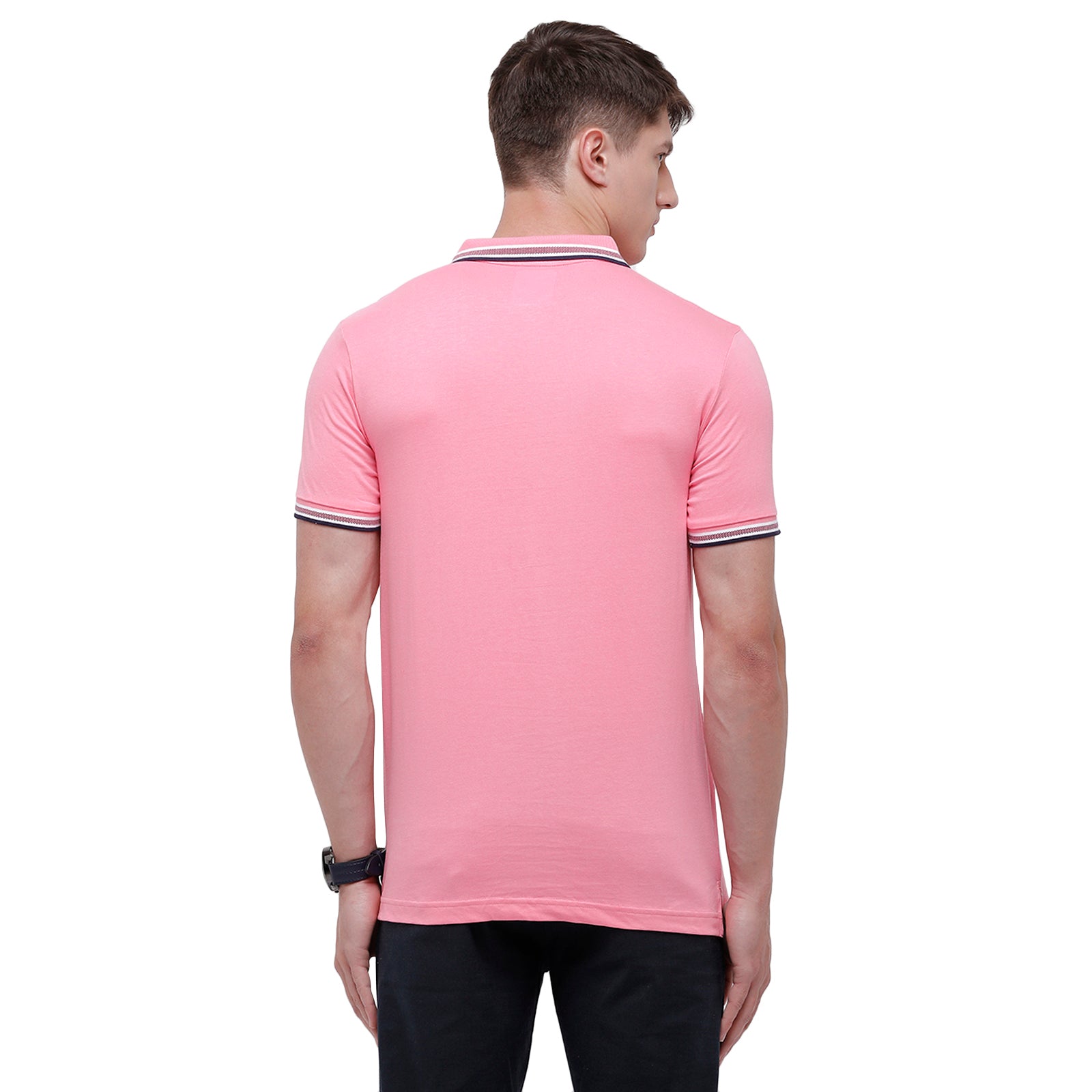 Classic Polo Men's Pink Sporty Polo Half Sleeve Slim Fit T-Shirt | Pristo - -Begionia Pink
