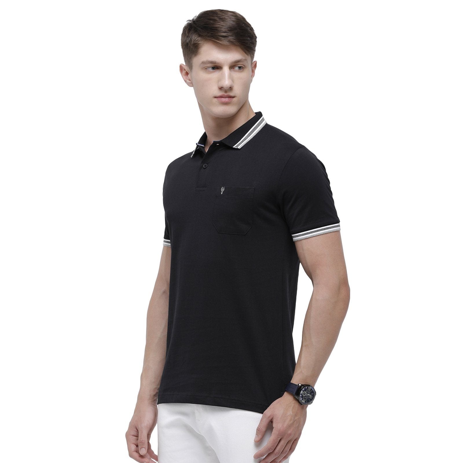 Classic polo Men's Black Sporty Polo Half Sleeve Slim Fit T-Shirt - Pristo Black T-shirt Classic Polo 