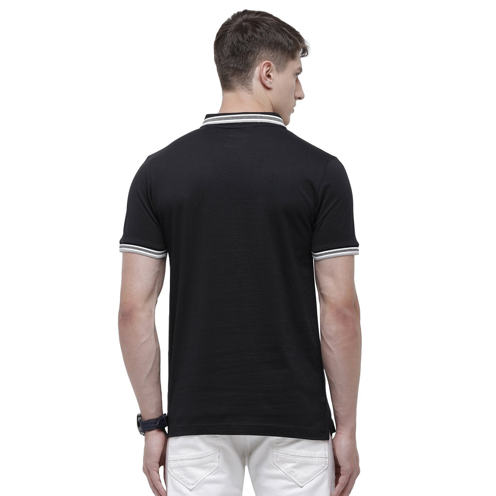 plain color black 007 short sleeves tee shirt men' s Polo shirt