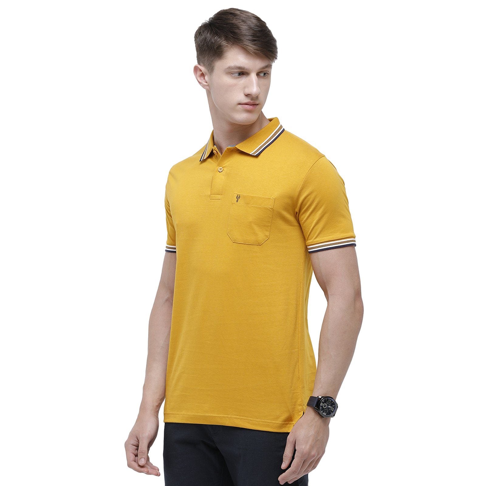 Classic polo Men's Golden Yellow Sporty Polo Half Sleeve Slim Fit T-Shirt - Pristo Golden Yellow T-shirt Classic Polo 