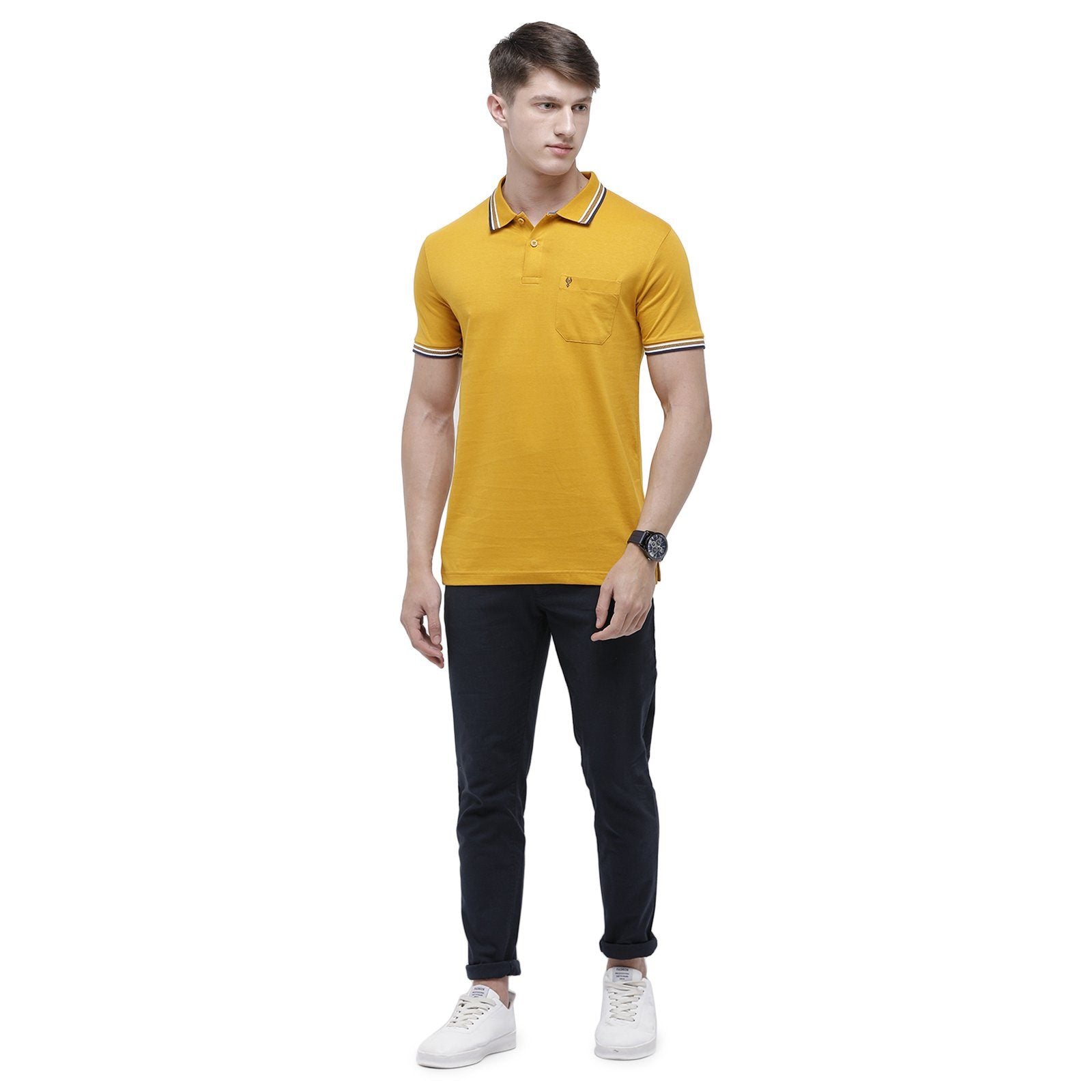 Classic polo Men's Golden Yellow Sporty Polo Half Sleeve Slim Fit T-Shirt - Pristo Golden Yellow T-shirt Classic Polo 
