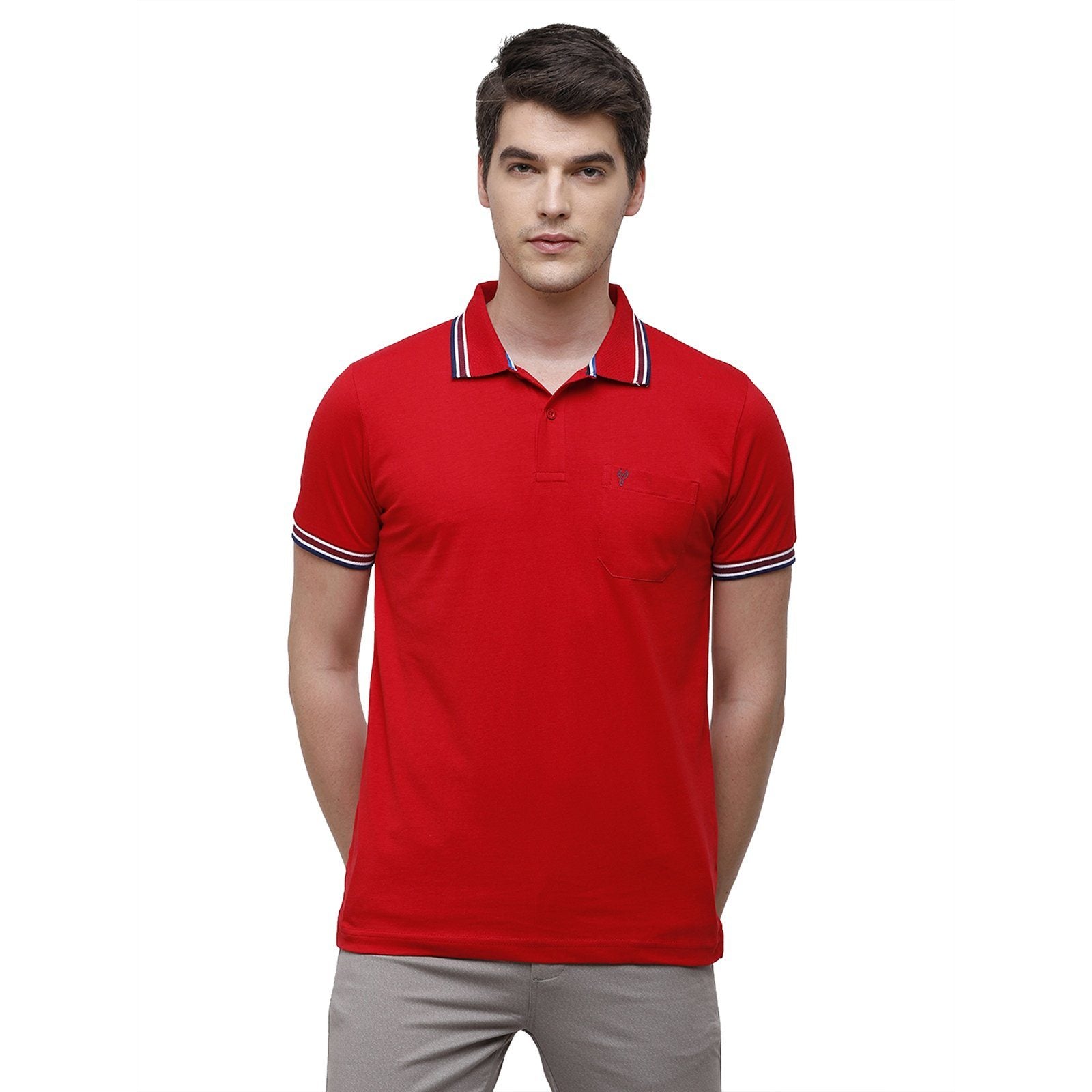 Classic polo Men's Red Sporty Polo Half Sleeve Slim Fit T-Shirt - Pristo True Red T-shirt Classic Polo 