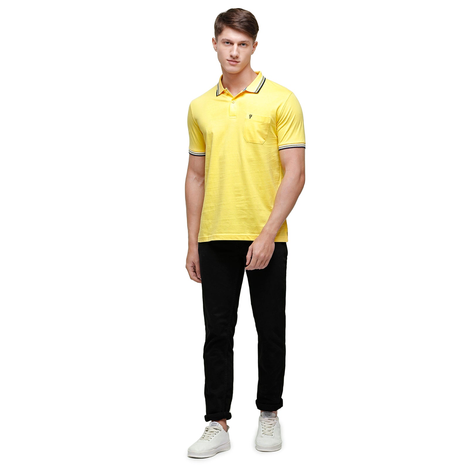 Classic Polo Men's Yellow Sporty Polo Half Sleeve Slim Fit T-Shirt | Pristo - Yellow