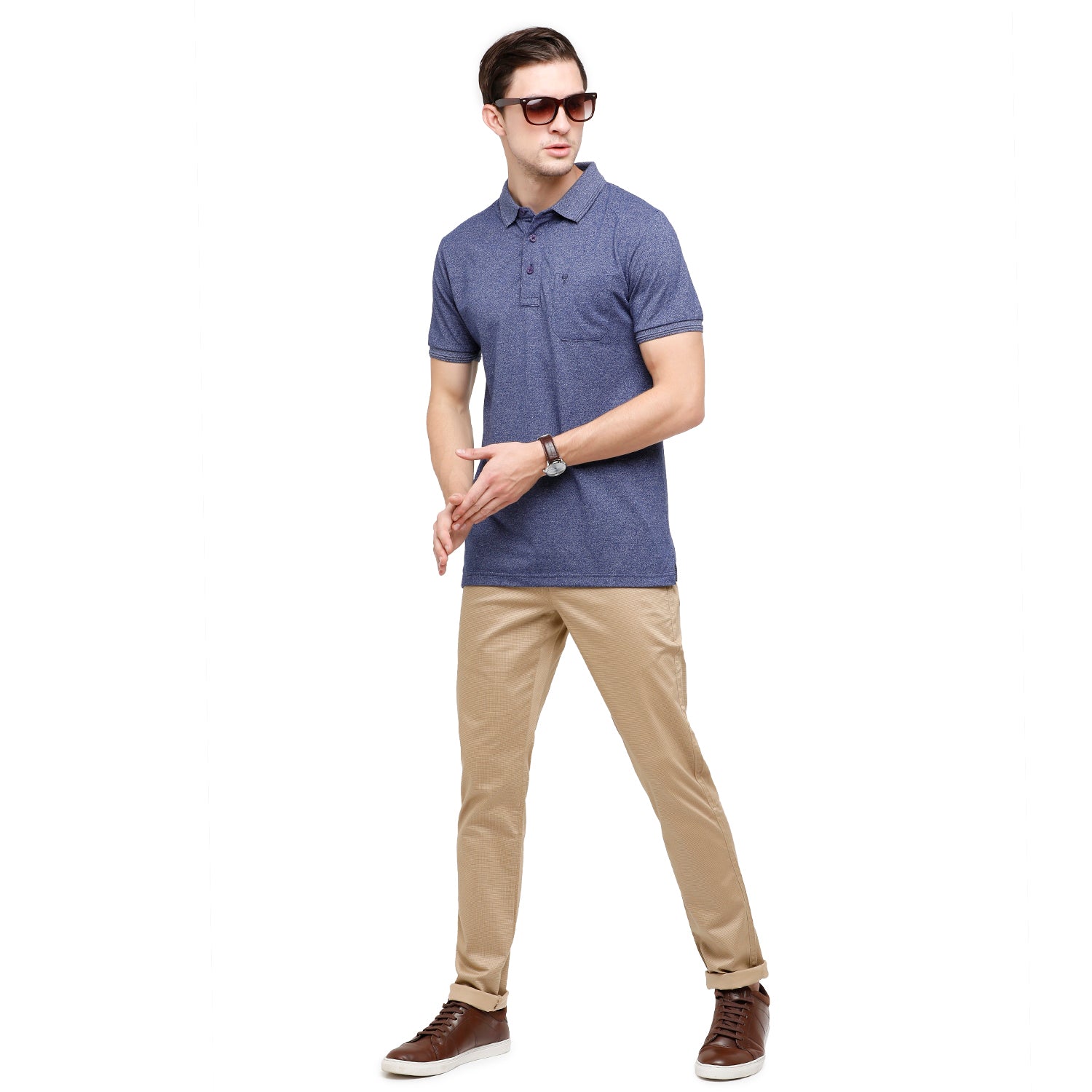 Classic Polo Men's Navy Trendy Grindle Polo Half Sleeve Slim Fit T-Shirt | Proten - Navy