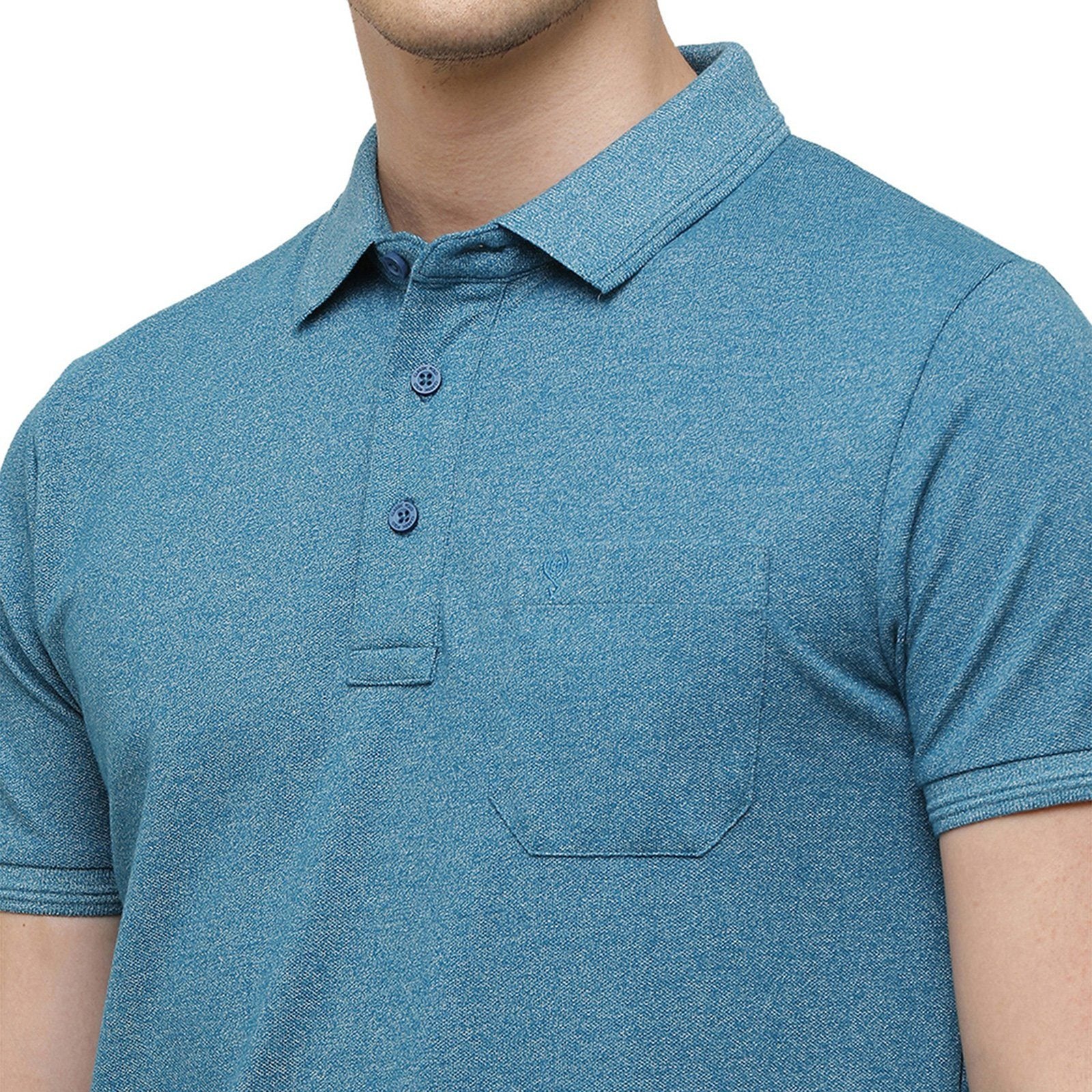 Classic polo Men's Ocean Blue Trendy Grindle Polo Half Sleeve Slim Fit T-Shirt - Proten Ocean Depths T-shirt Classic Polo 