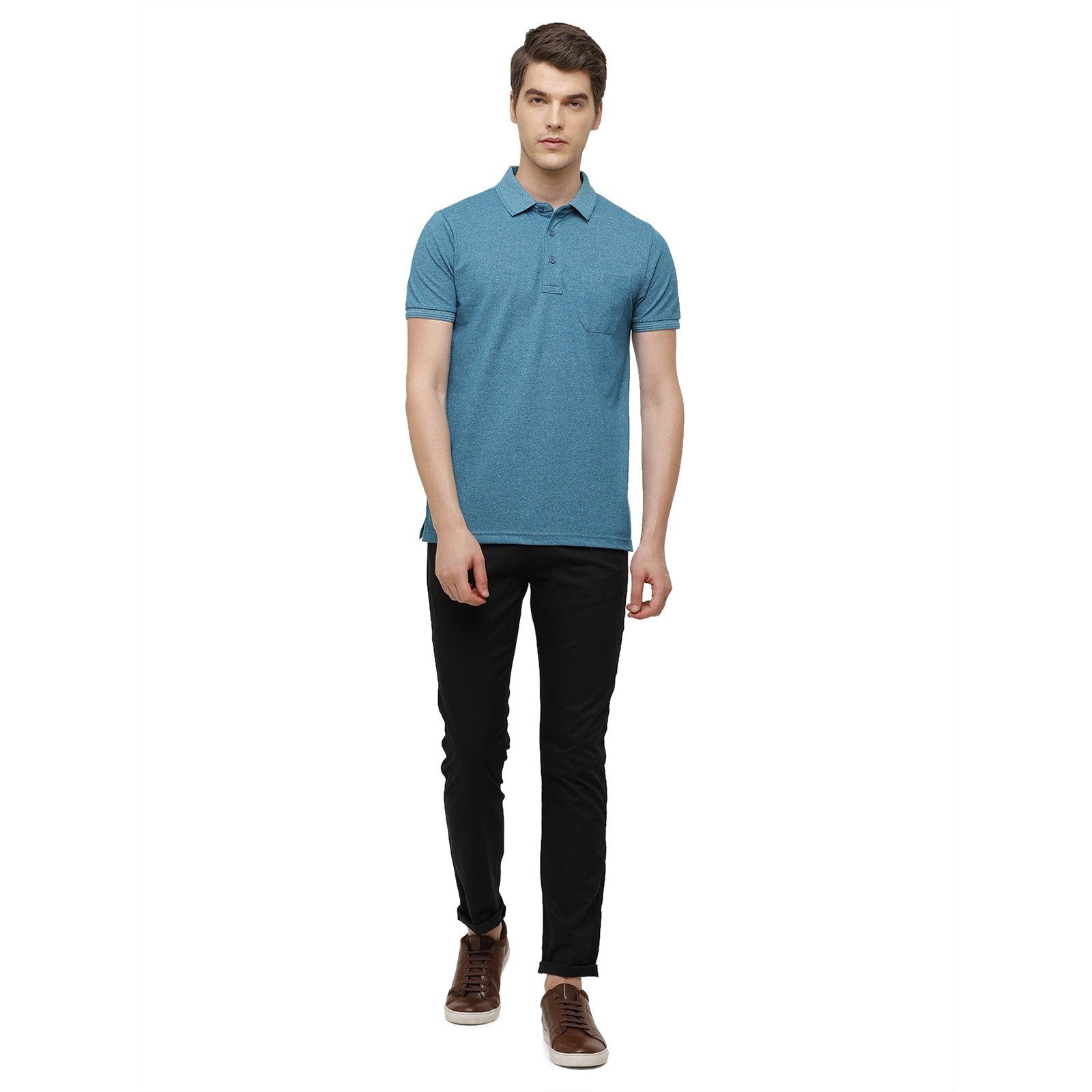 Classic polo Men's Ocean Blue Trendy Grindle Polo Half Sleeve Slim Fit T-Shirt - Proten Ocean Depths T-shirt Classic Polo 