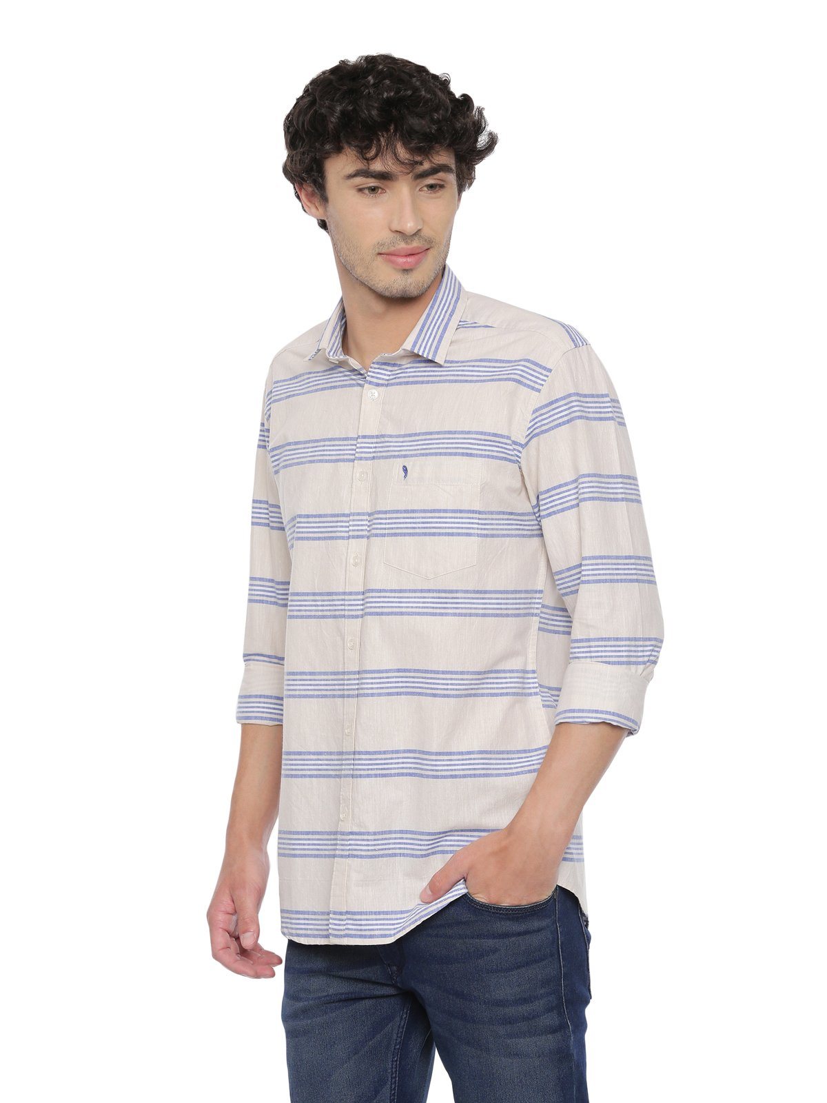 Swiss Club Mens Stripes Casual Wear Full Sleeve Slim Fit Woven Shirt SWISS CLUB Shirt Swiss Club 