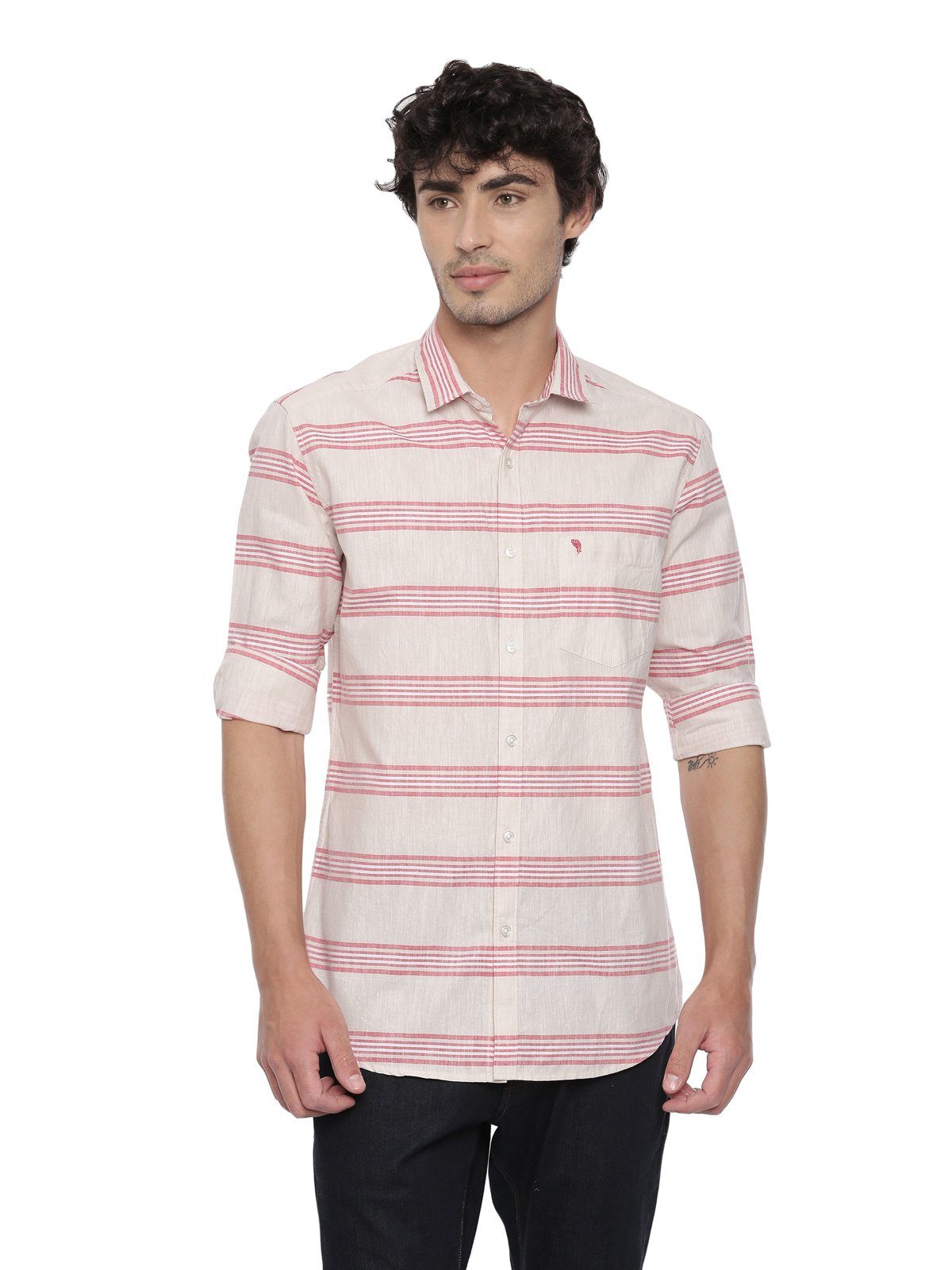 Swiss Club Mens Stripes Casual Wear Full Sleeve Slim Fit Woven Shirt SWISS CLUB Shirt Swiss Club 