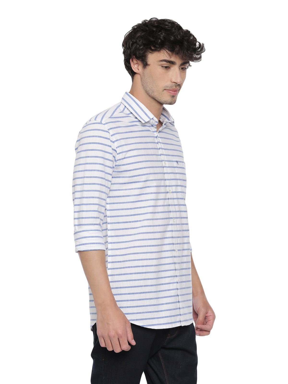 Swiss Club Mens Stripes Casual Wear Full Sleeve Slim Fit Woven Shirt SWISS CLUB Shirt Swiss Club 